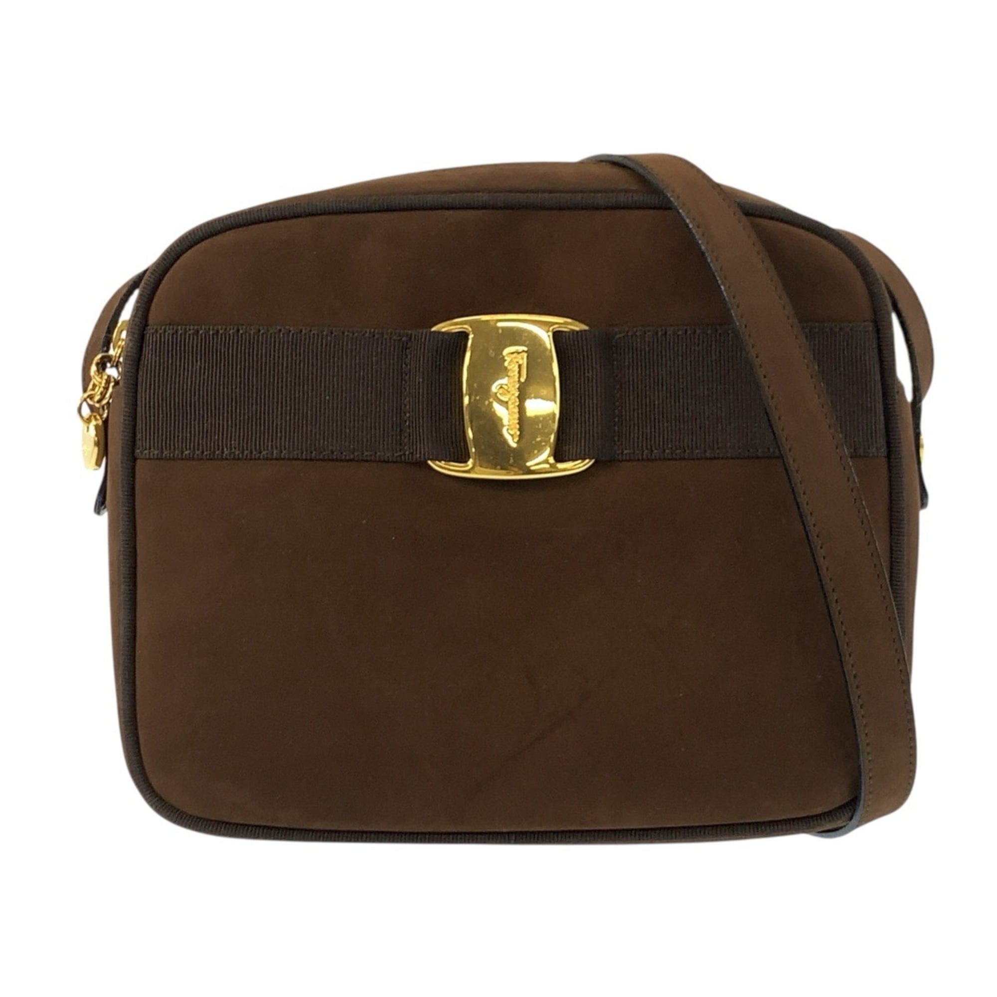 Salvatore Ferragamo Brown Suede Pochette Shoulder Bag (Pre-Owned)