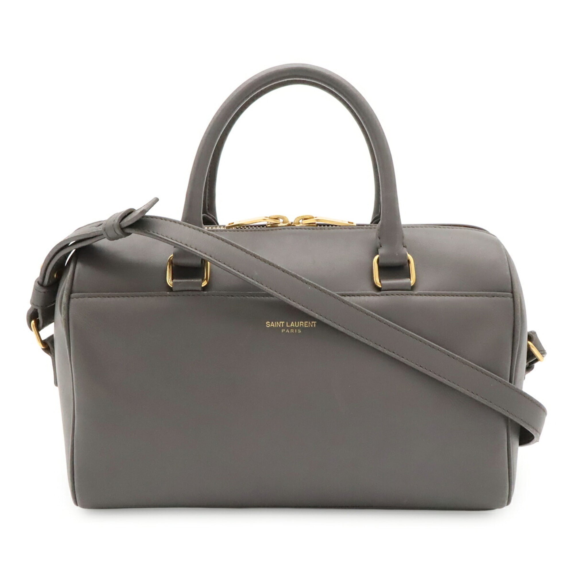Yves Saint Laurent Gray Leather Handbag Shoulder Bag (Pre-Owned)