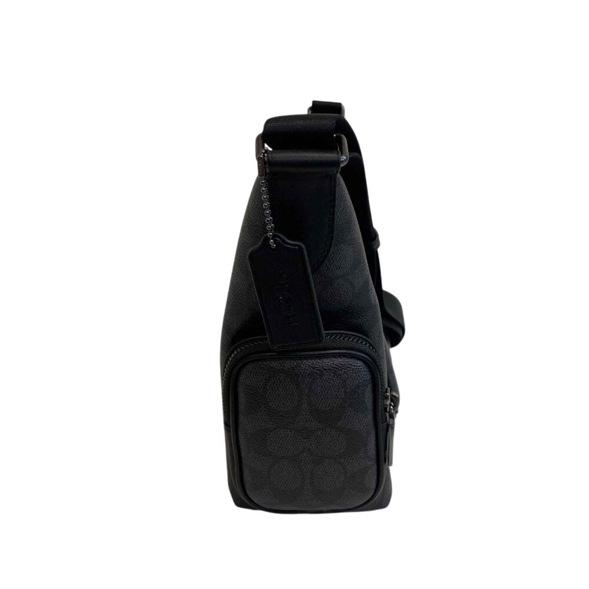 Coach Black Gray Pvc Coated Canvas Shoulder Bag Sling Bag (Pre-Owned)