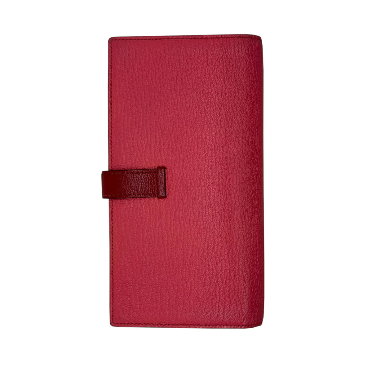 Hermes Bicolor Rouge Garance Chevre Leather Long Wallet (Bi-Fold) (Pre-Owned)