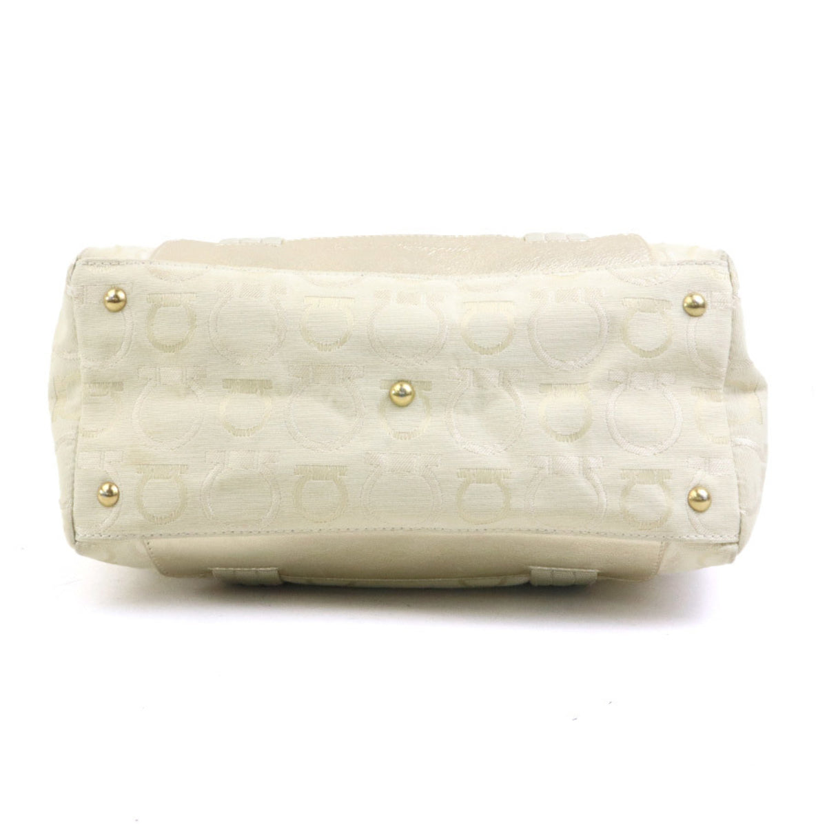 Salvatore Ferragamo Light Beige Canvas Leather Shoulder Bag (Pre-Owned)