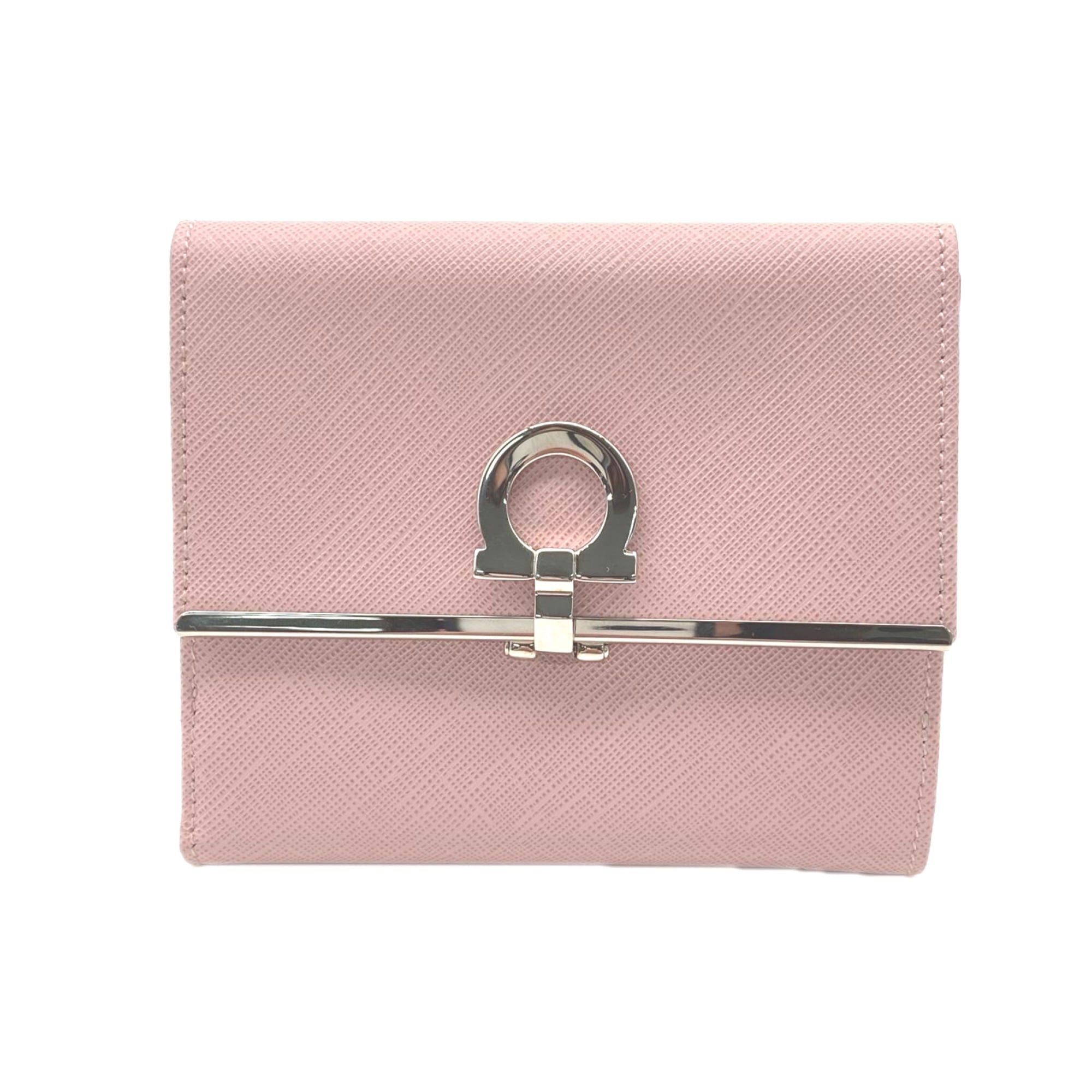Salvatore Ferragamo Gancini Pink Leather Wallet (Bi-Fold) (Pre-Owned)