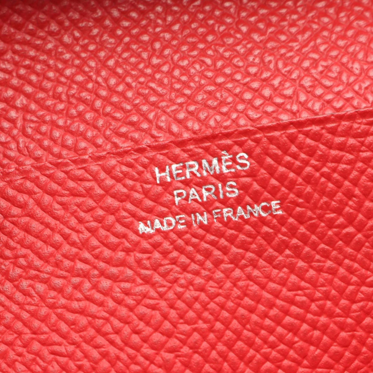 Hermes Red Color Rouge Casaque Leather Long Wallet (Bi-Fold) (Pre-Owned)