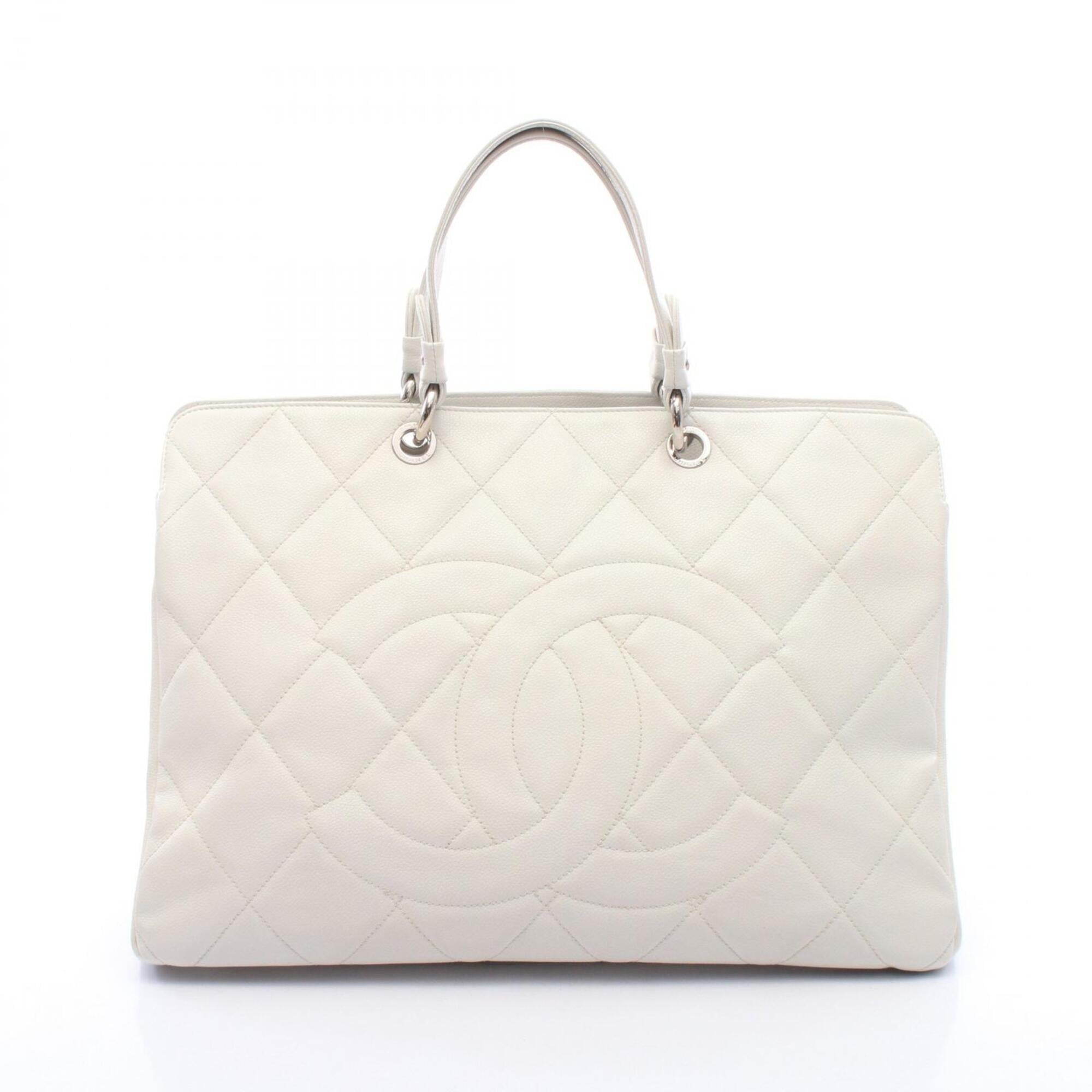 Chanel White Grained Calfskin Handbag Tote Bag (Pre-Owned)