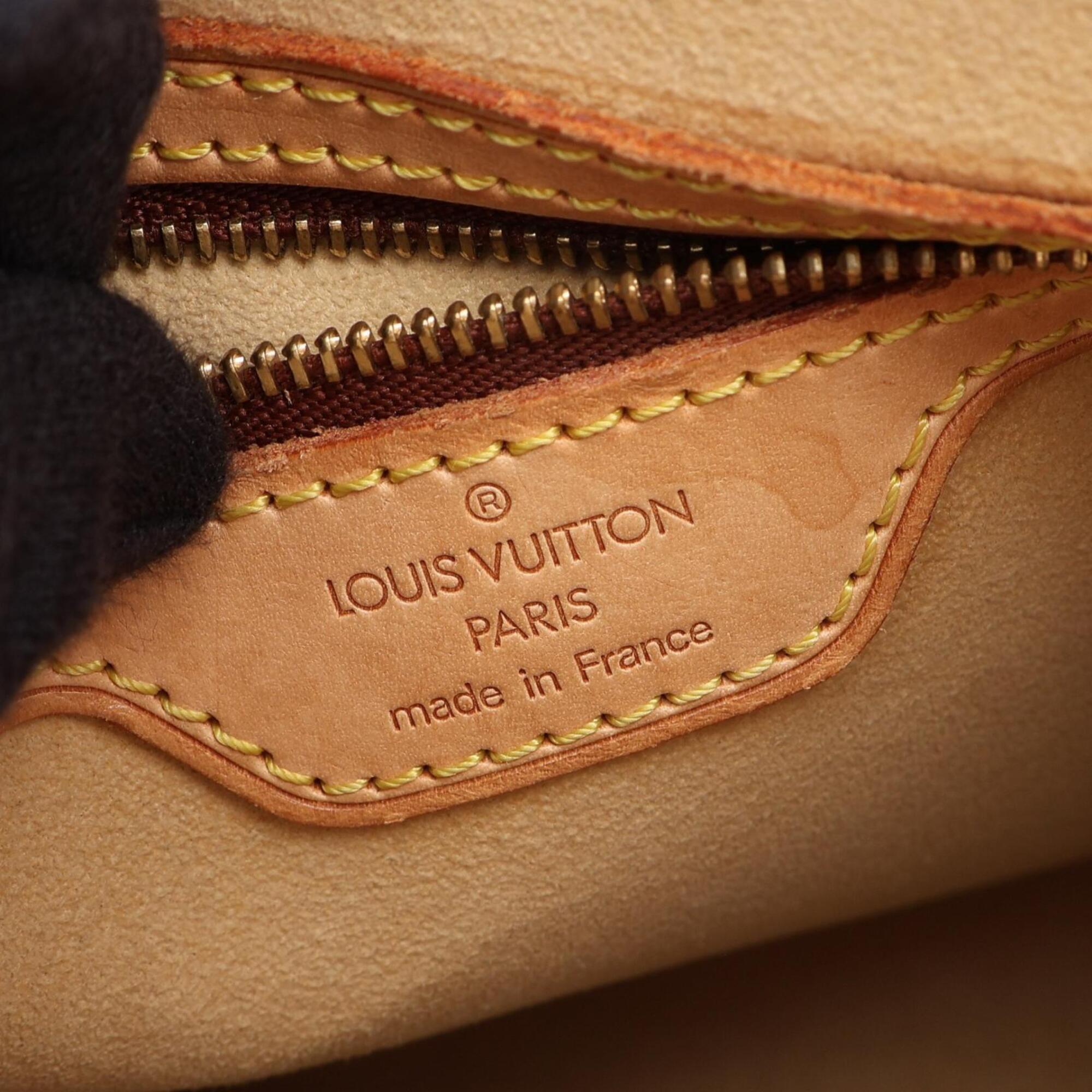 Louis Vuitton Brown Coated Canvas Leather Handbag Shoulder Bag (Pre-Owned)