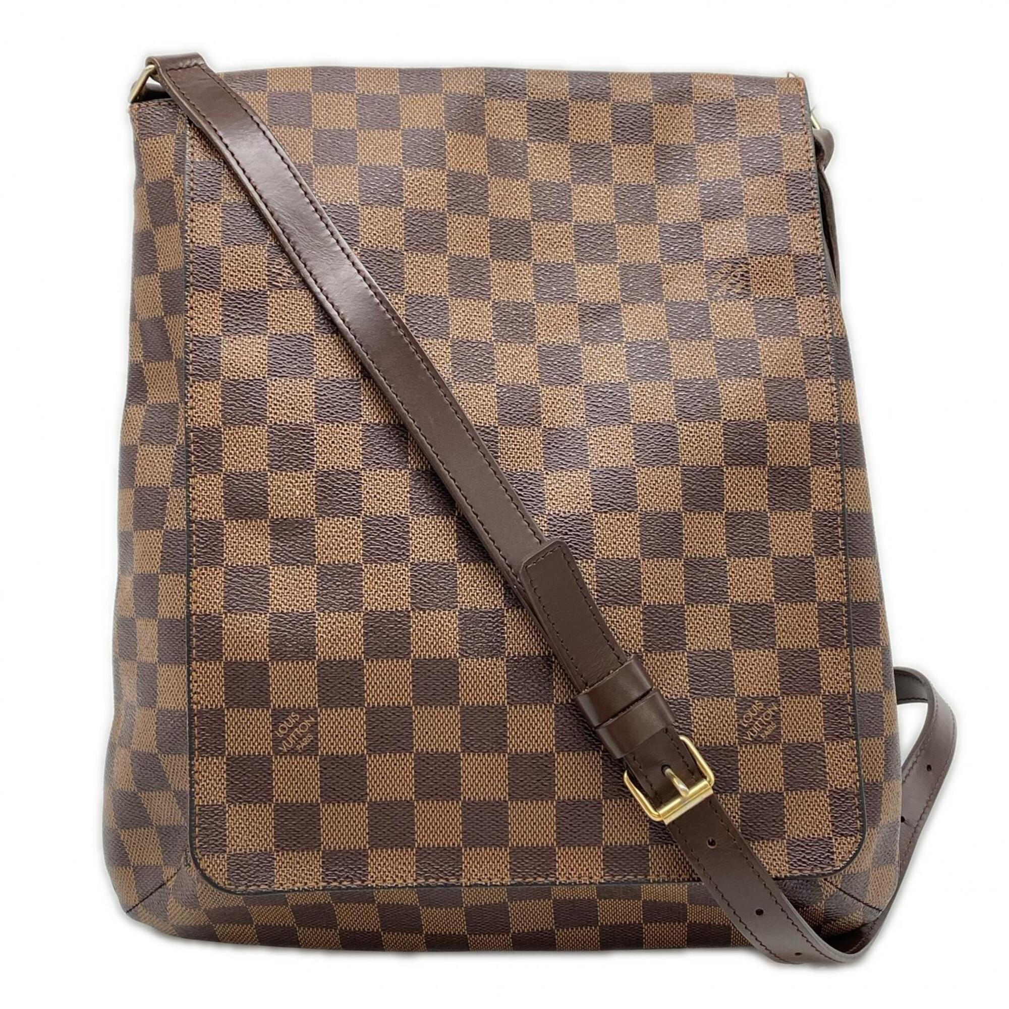 Louis Vuitton Beige Brown Damier Canvas Leather Coated Canvas Shoulder Bag (Pre-Owned)