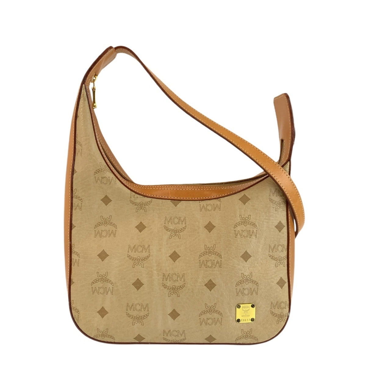 Mcm Beige Brown Leather Shoulder Bag (Pre-Owned)