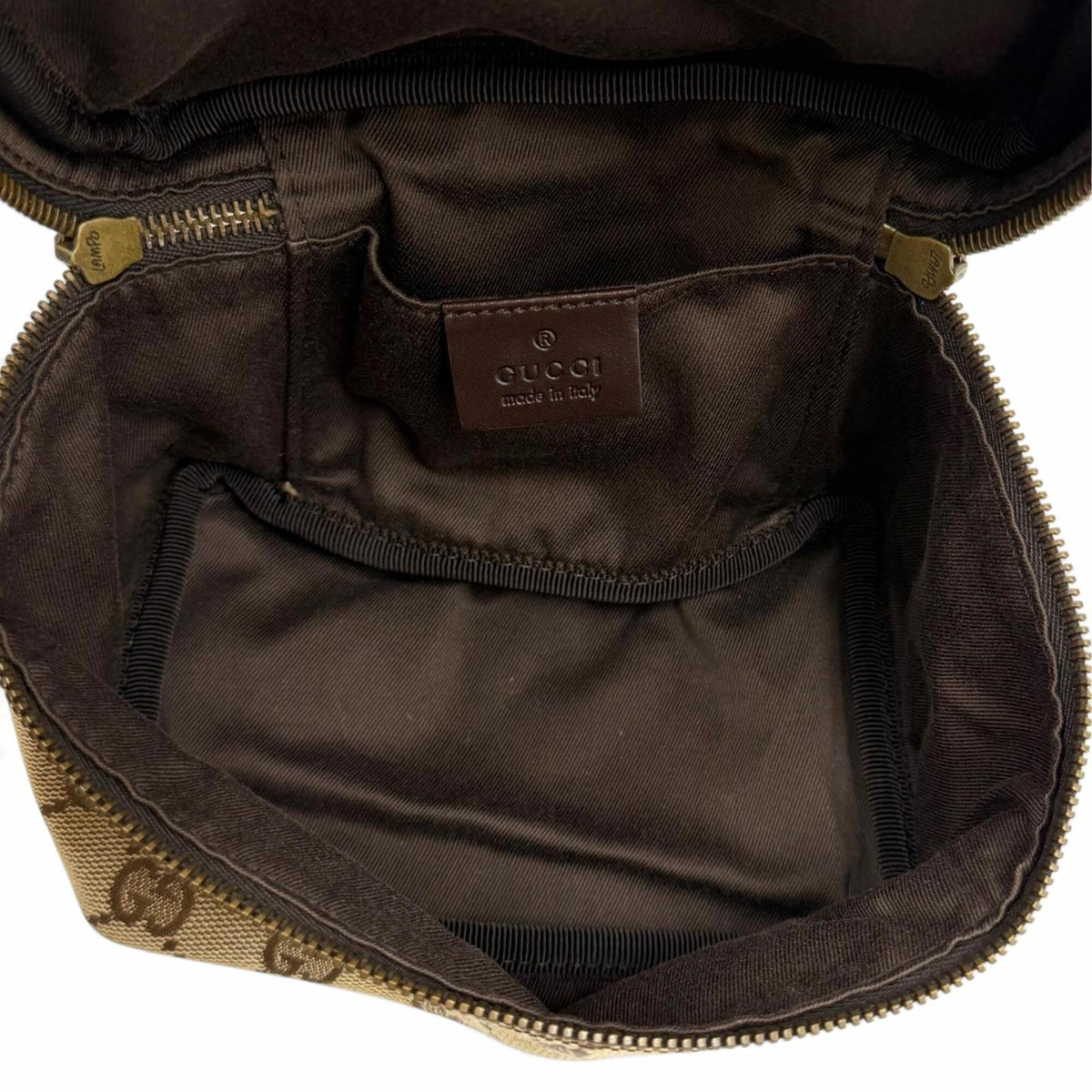 Gucci Beige Brown Gg Canvas Pouch Vanity Bag (Pre-Owned)