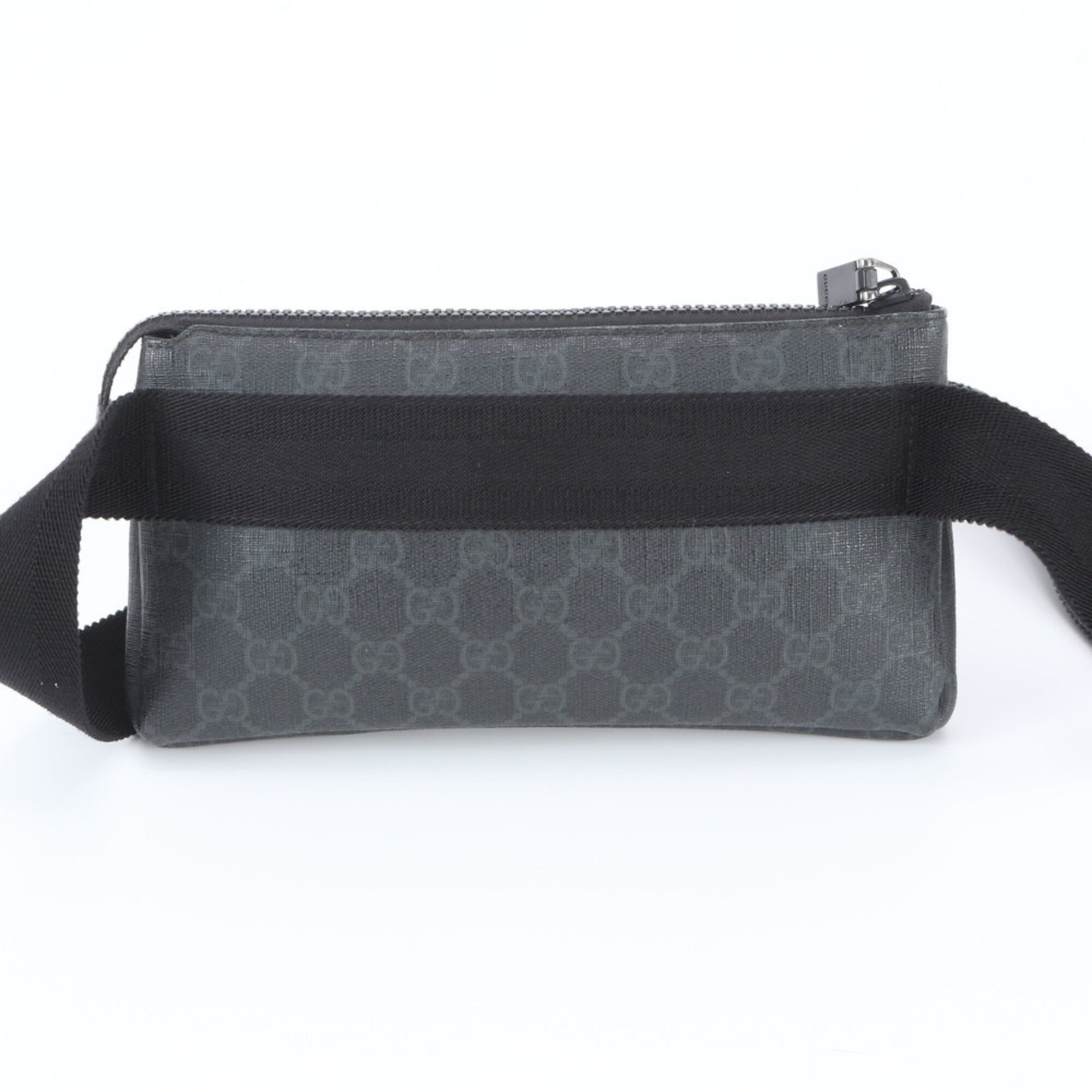 Gucci Black Leather Coated Canvas Fanny Pack Pouch Sling Bag (Pre-Owned)