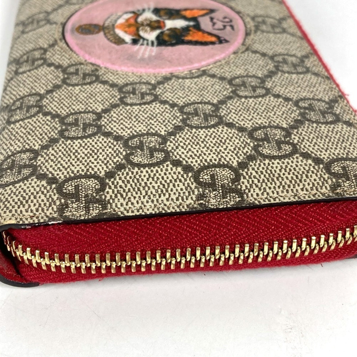 Gucci Beige Red Color Gg Supreme Long Wallet (Bi-Fold) (Pre-Owned)