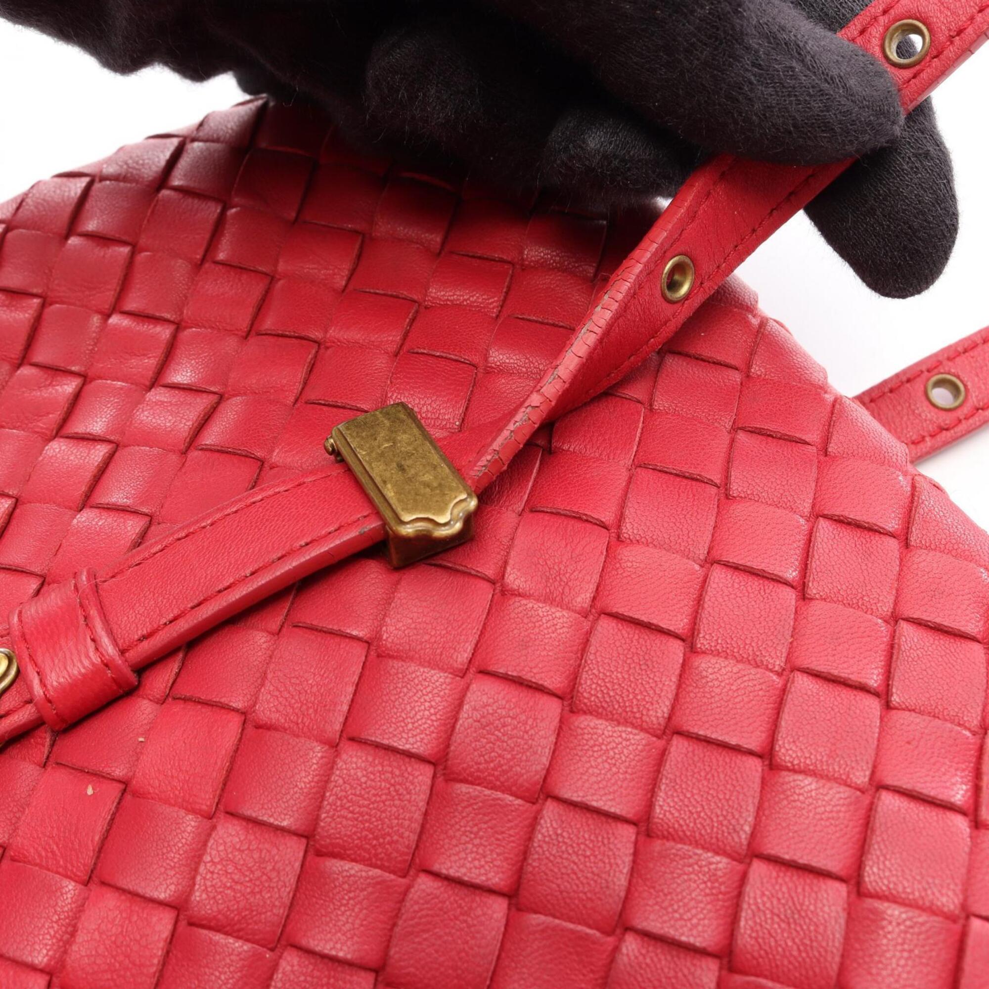 Bottega Veneta Red Color Leather Handbag Tote Bag (Pre-Owned)