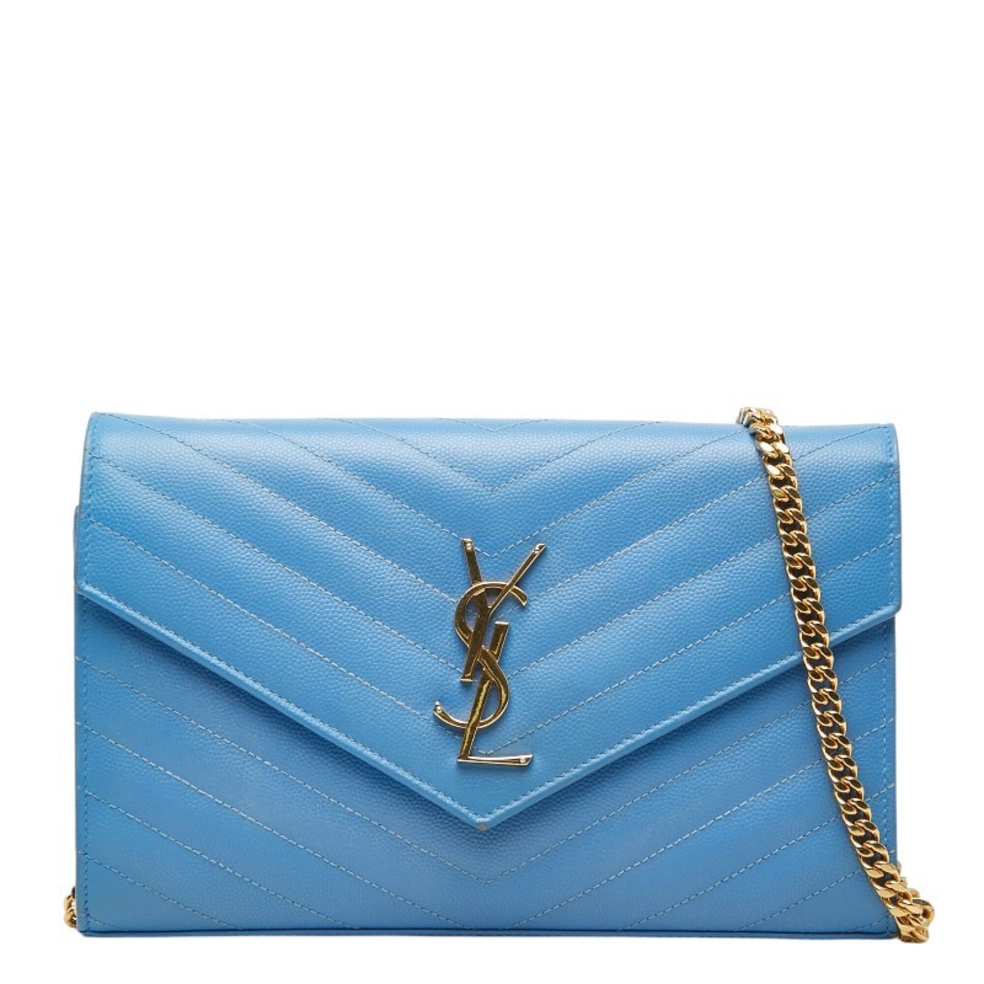 Saint Laurent Blue Gold Leather Shoulder Bag (Pre-Owned)