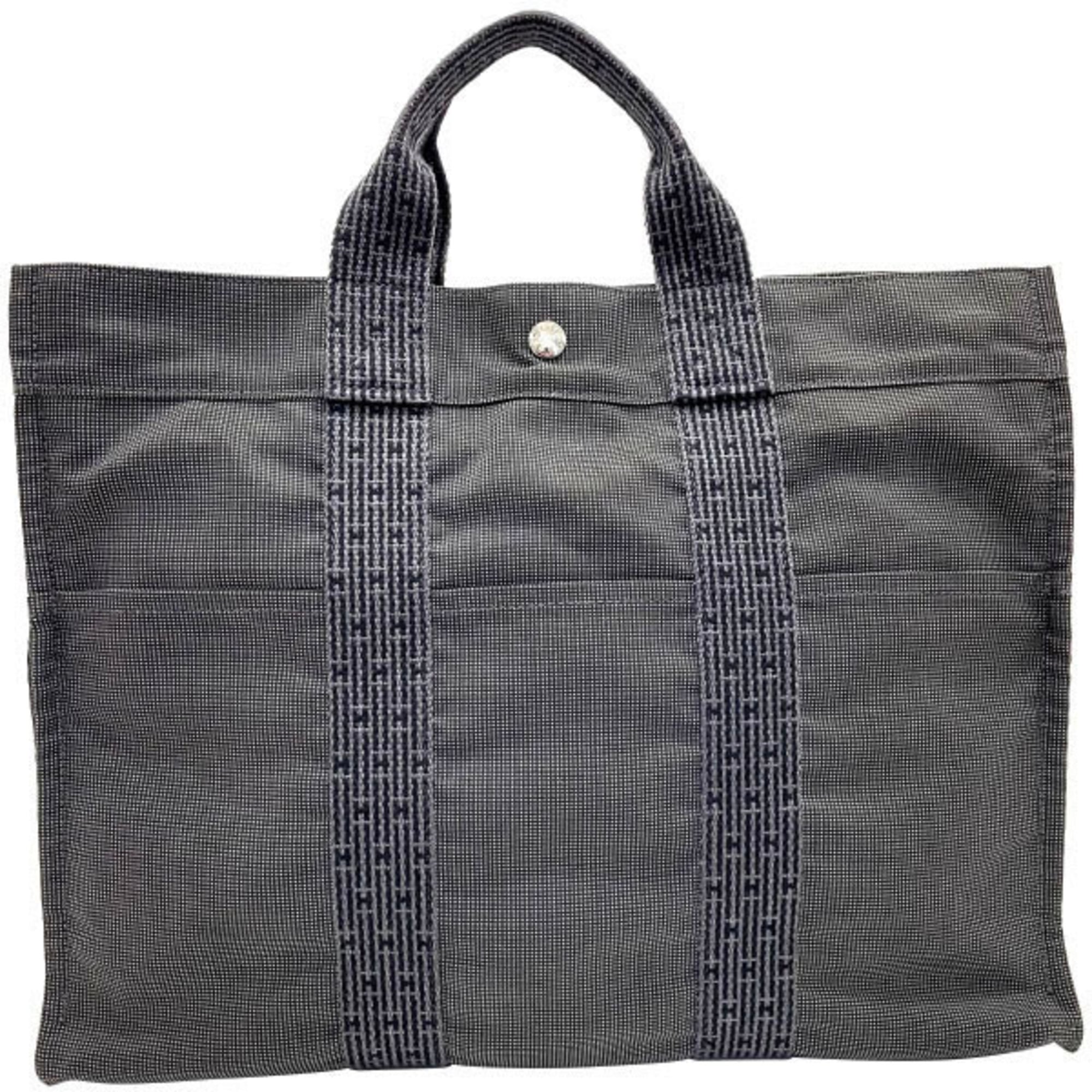 Hermes Her Line Gray Nylon Canvas Handbag Tote Bag (Pre-Owned)