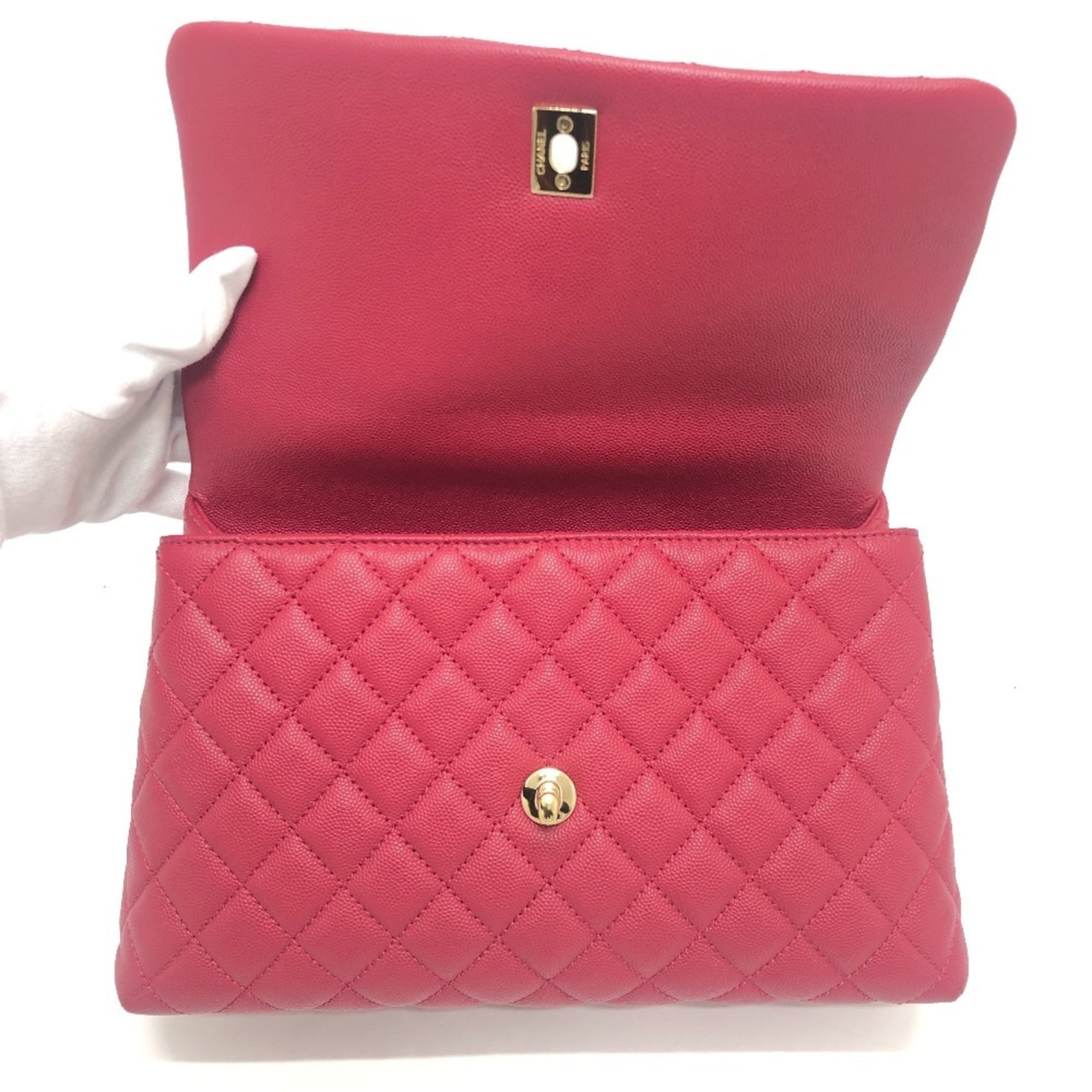 Chanel Matelasse Red Color Grained Calfskin Handbag Shoulder Bag (Pre-Owned)