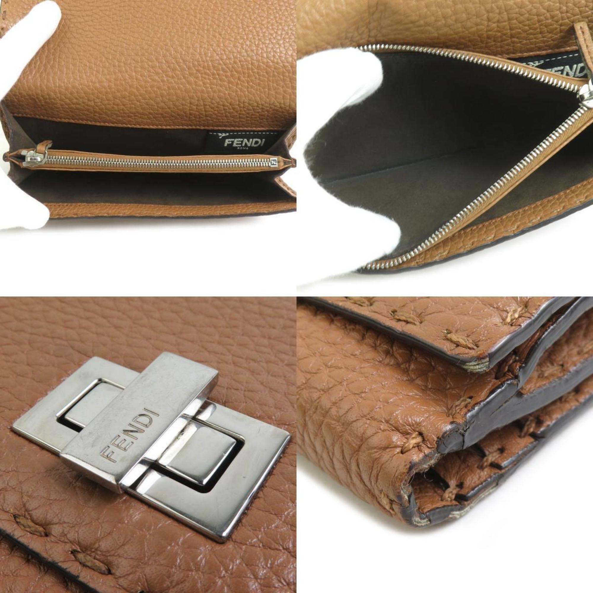 Fendi Brown Leather Long Wallet (Bi-Fold) (Pre-Owned)