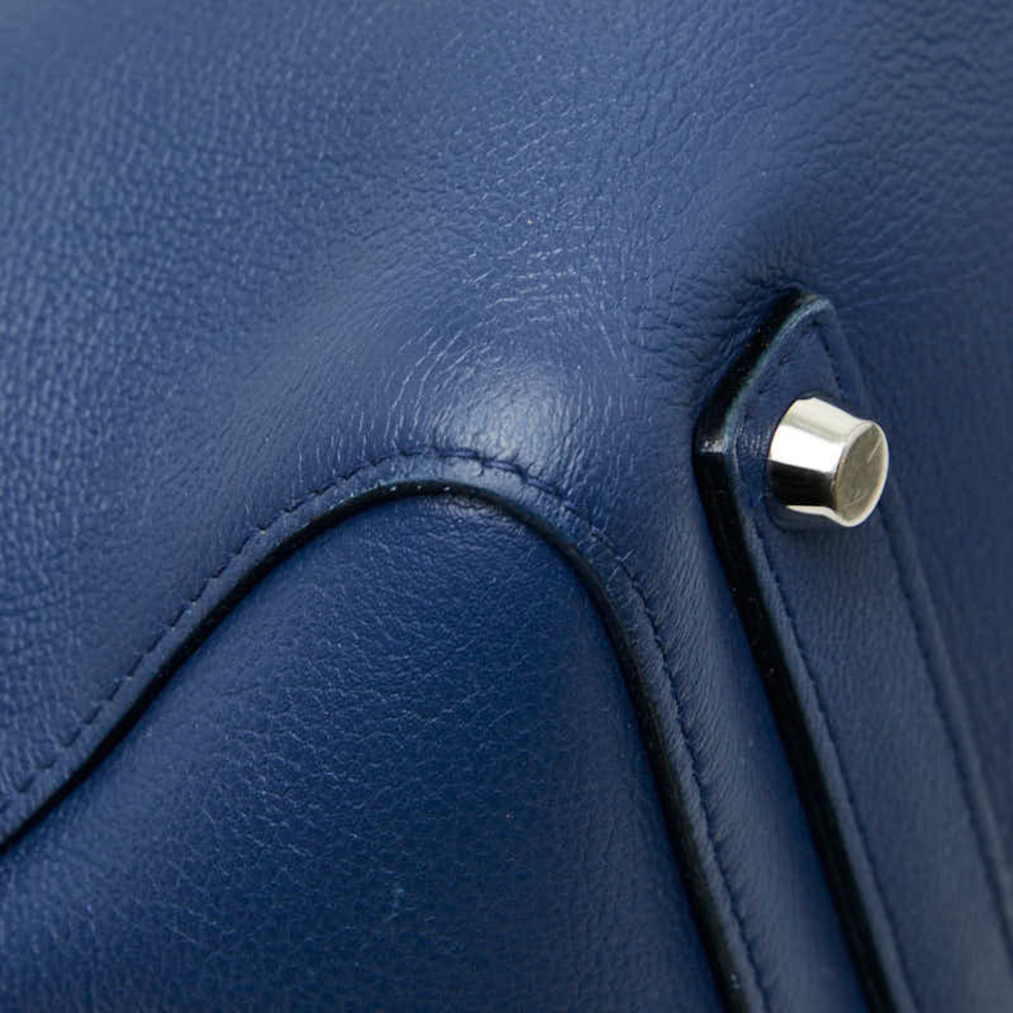 Christian Dior Navy Leather Handbag Tote Bag (Pre-Owned)