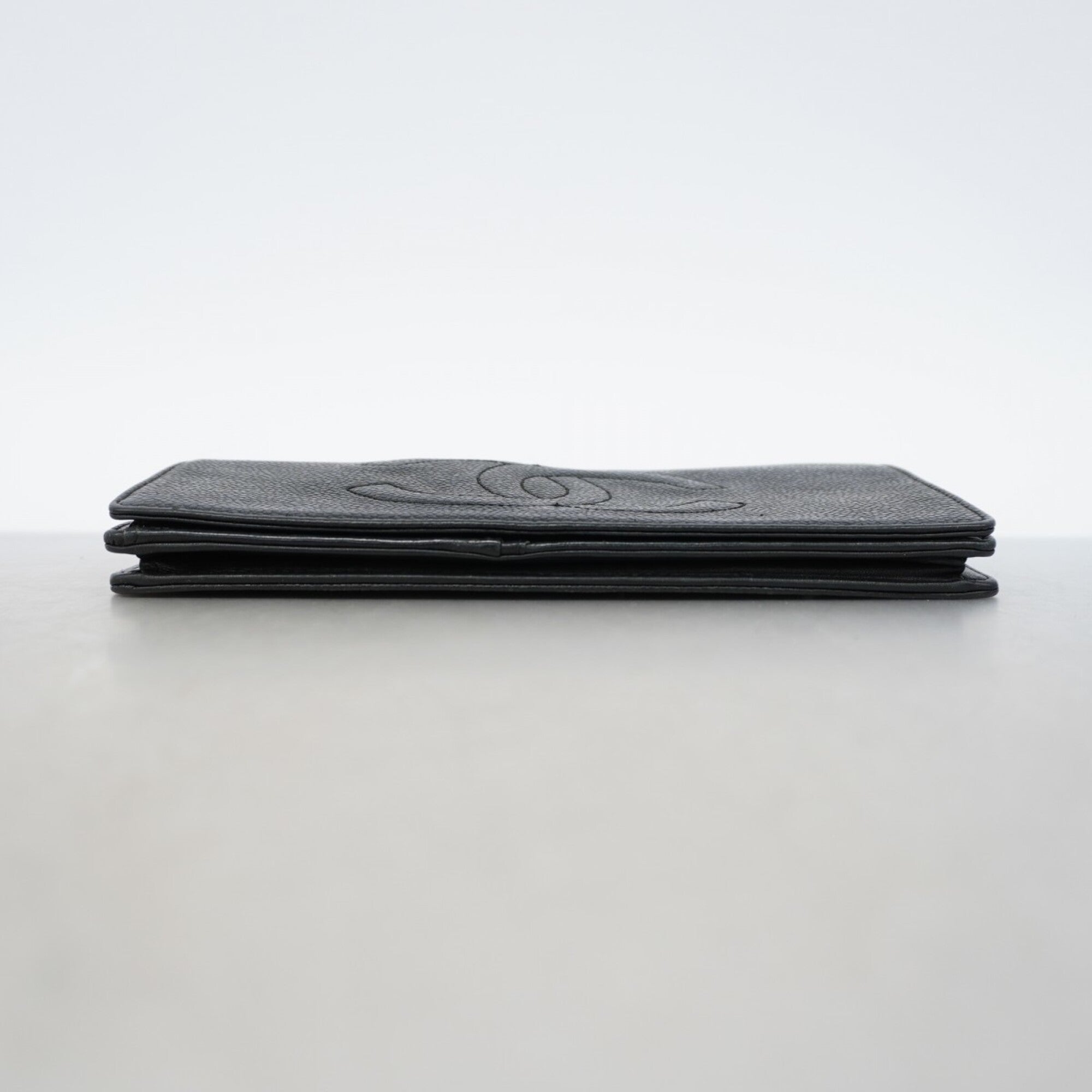 Chanel Black Grained Calfskin Chain/Shoulder Wallet (Pre-Owned)