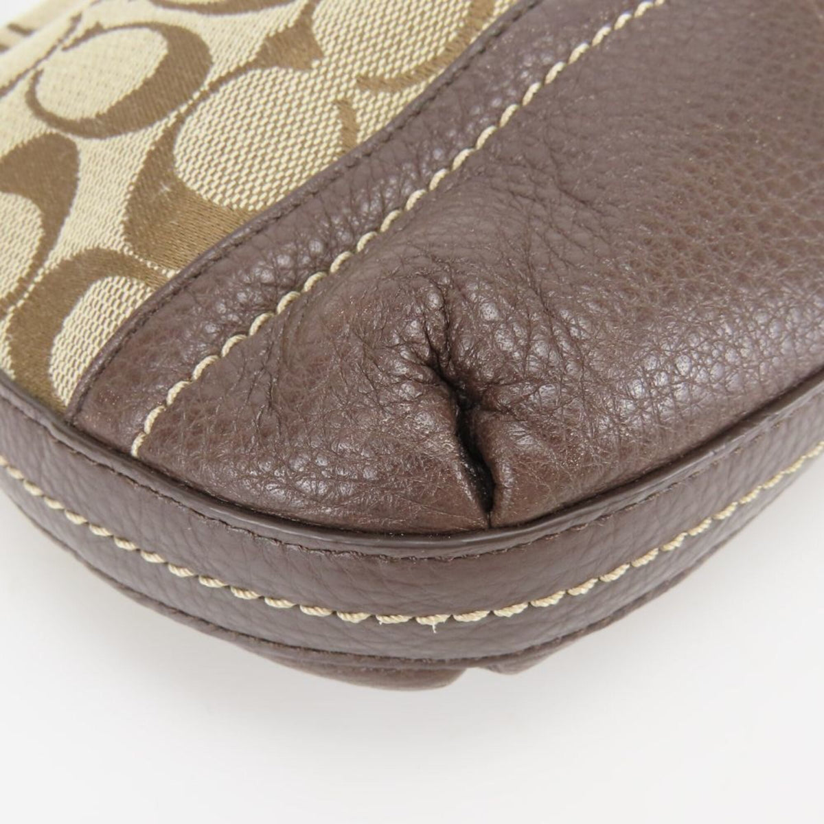 Coach Beige Brown Canvas Leather Shoulder Bag (Pre-Owned)