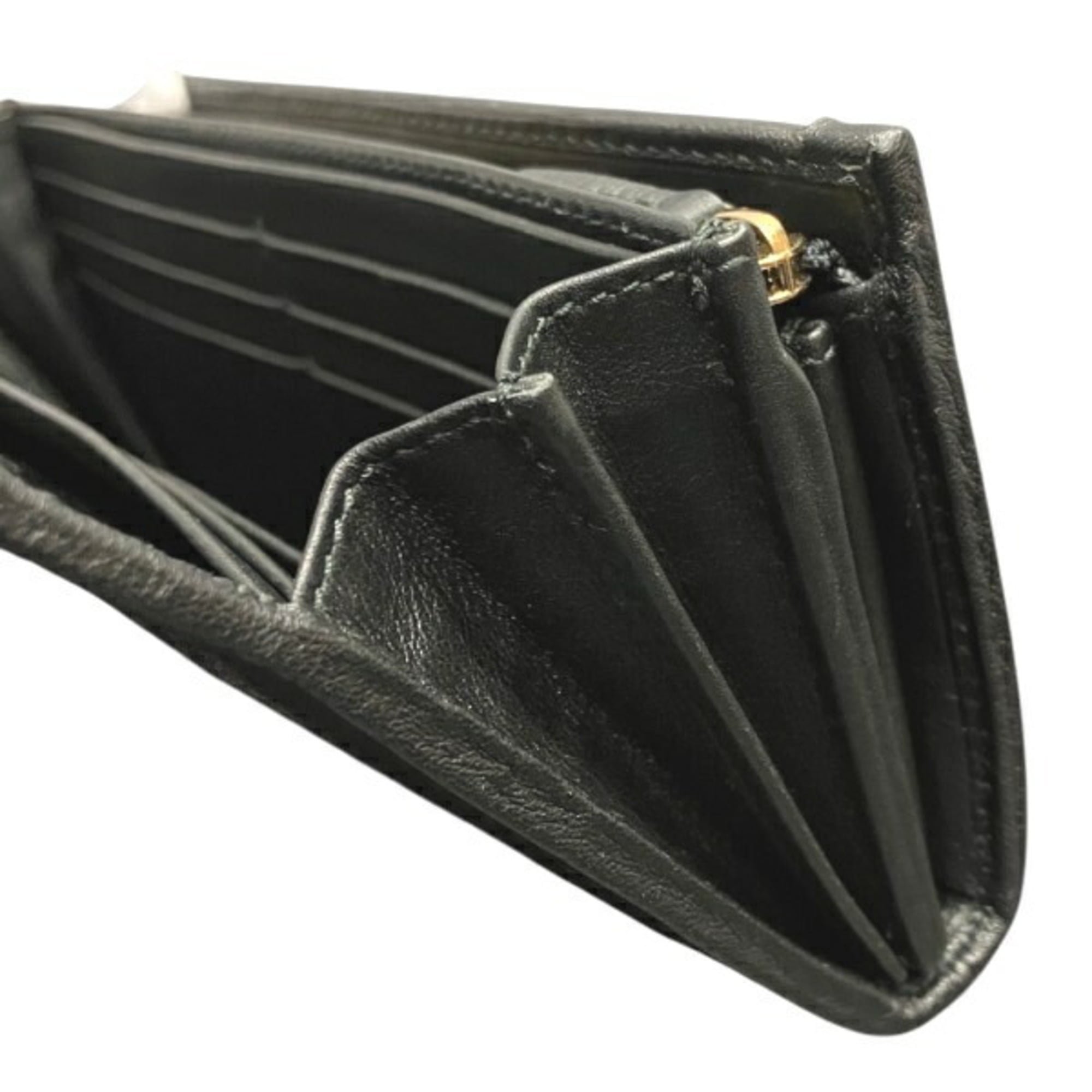 Gucci Black Leather Canvas Long Wallet (Bi-Fold) (Pre-Owned)
