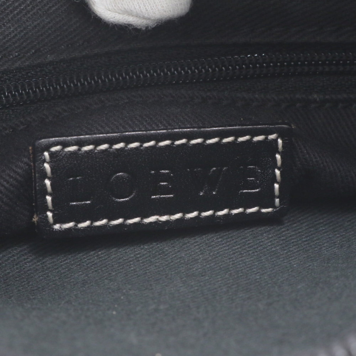 Loewe Black Leather Canvas Handbag Shoulder Bag Tote Bag (Pre-Owned)