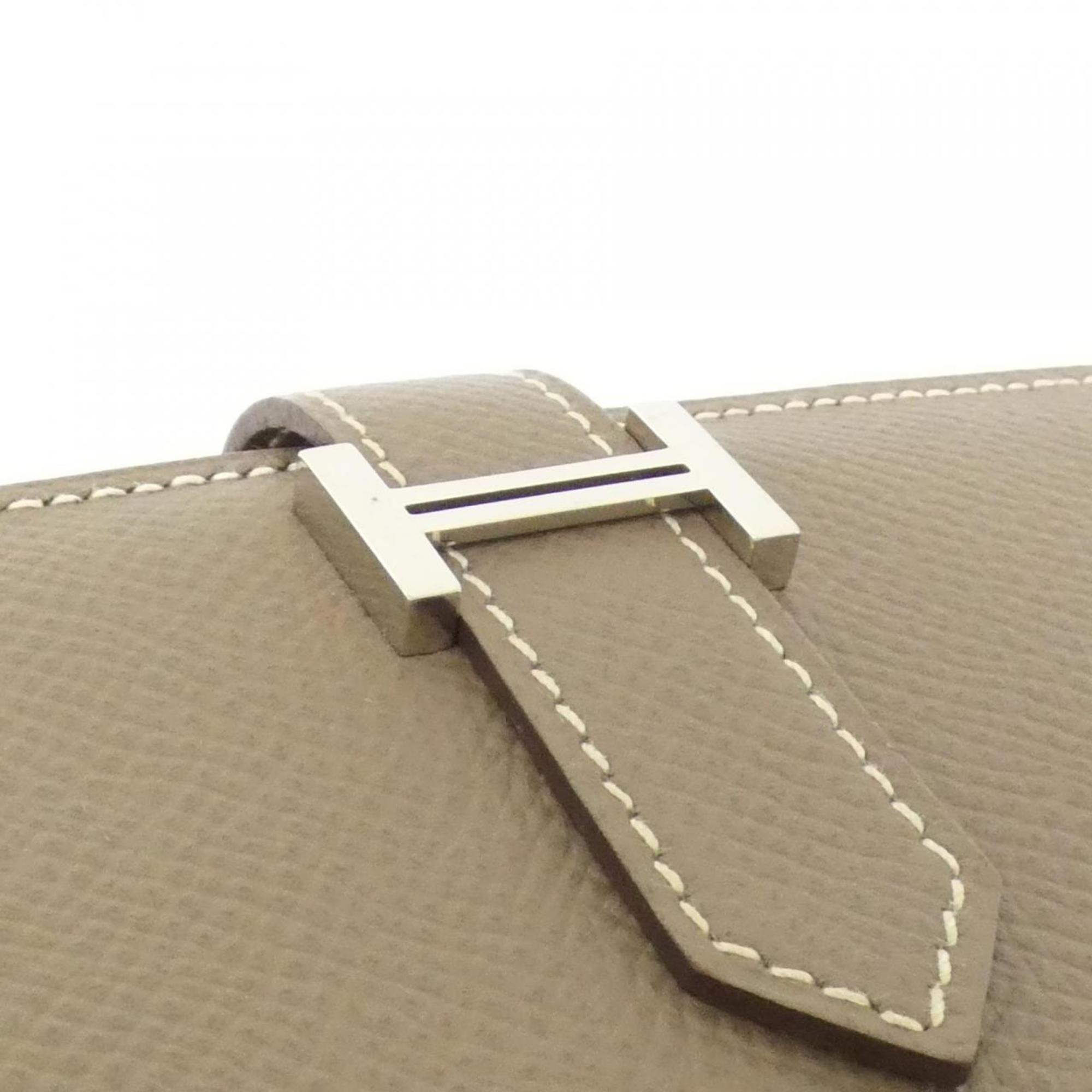 Hermes Etoupe Gray Epsom Leather Long Wallet (Bi-Fold) (Pre-Owned)