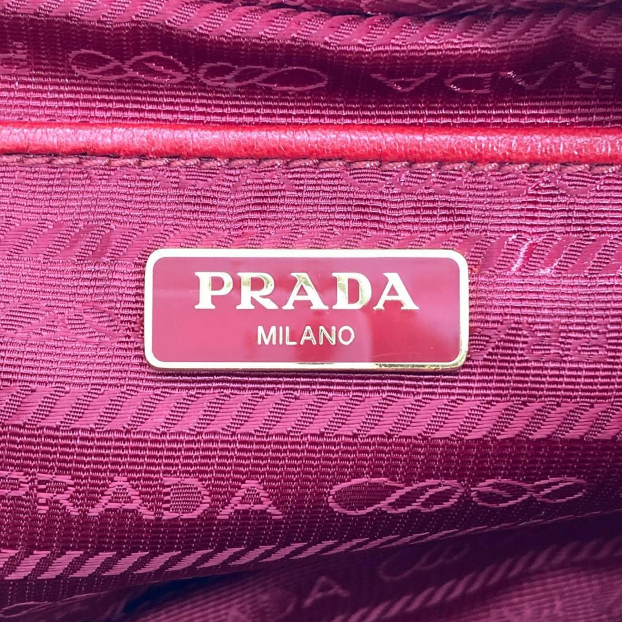 Prada Red Color Nylon Shoulder Bag (Pre-Owned)
