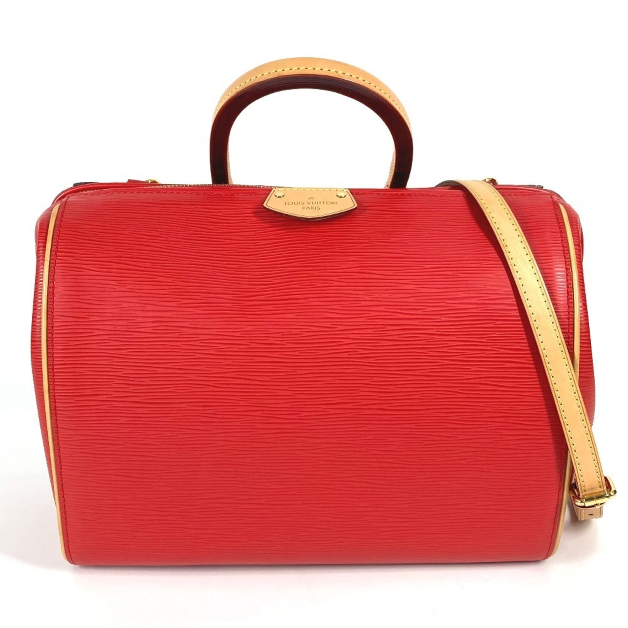 Louis Vuitton Red Color Epi Leather Boston Bag Handbag Shoulder Bag (Pre-Owned)