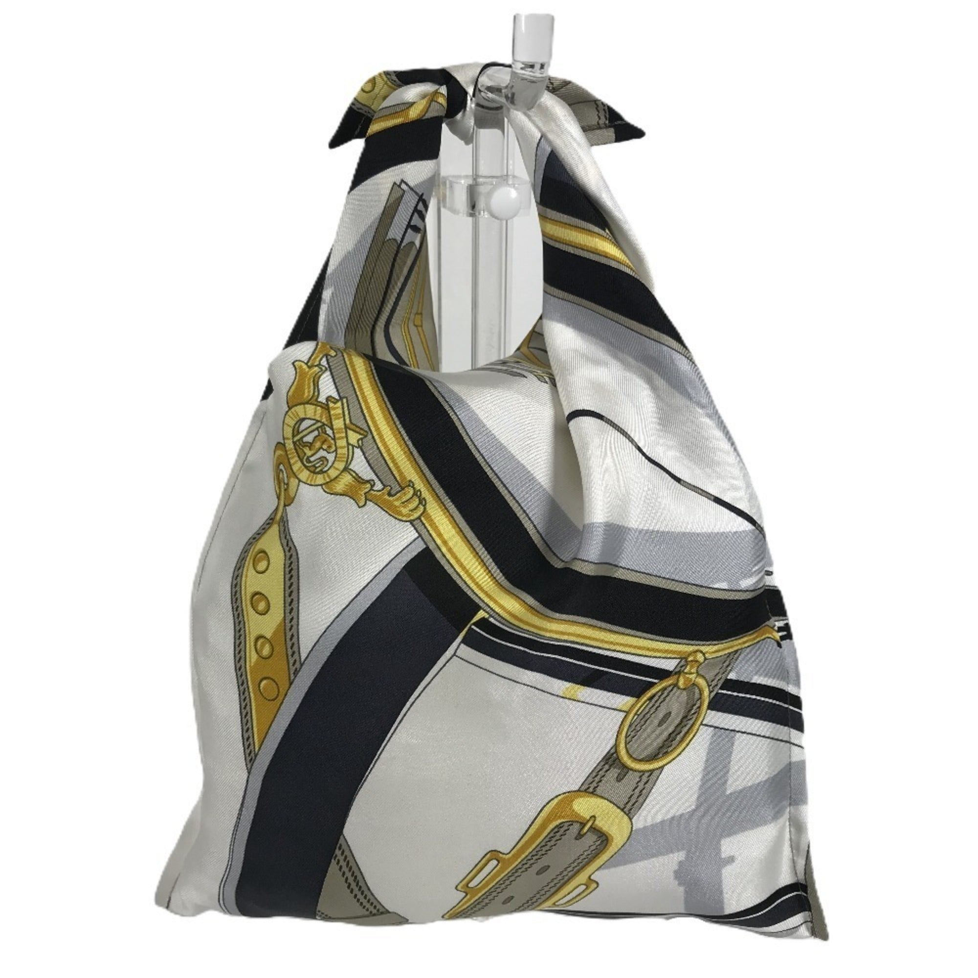 Hermes Black White Silk Handbag Pouch (Pre-Owned)