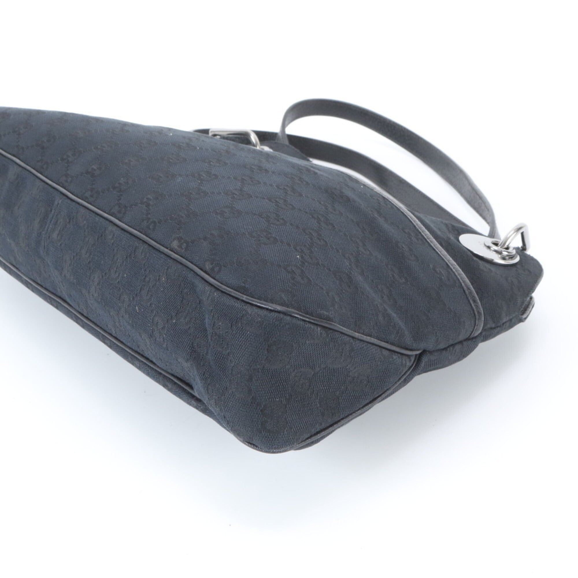 Gucci Black Leather Canvas Handbag Tote Bag (Pre-Owned)
