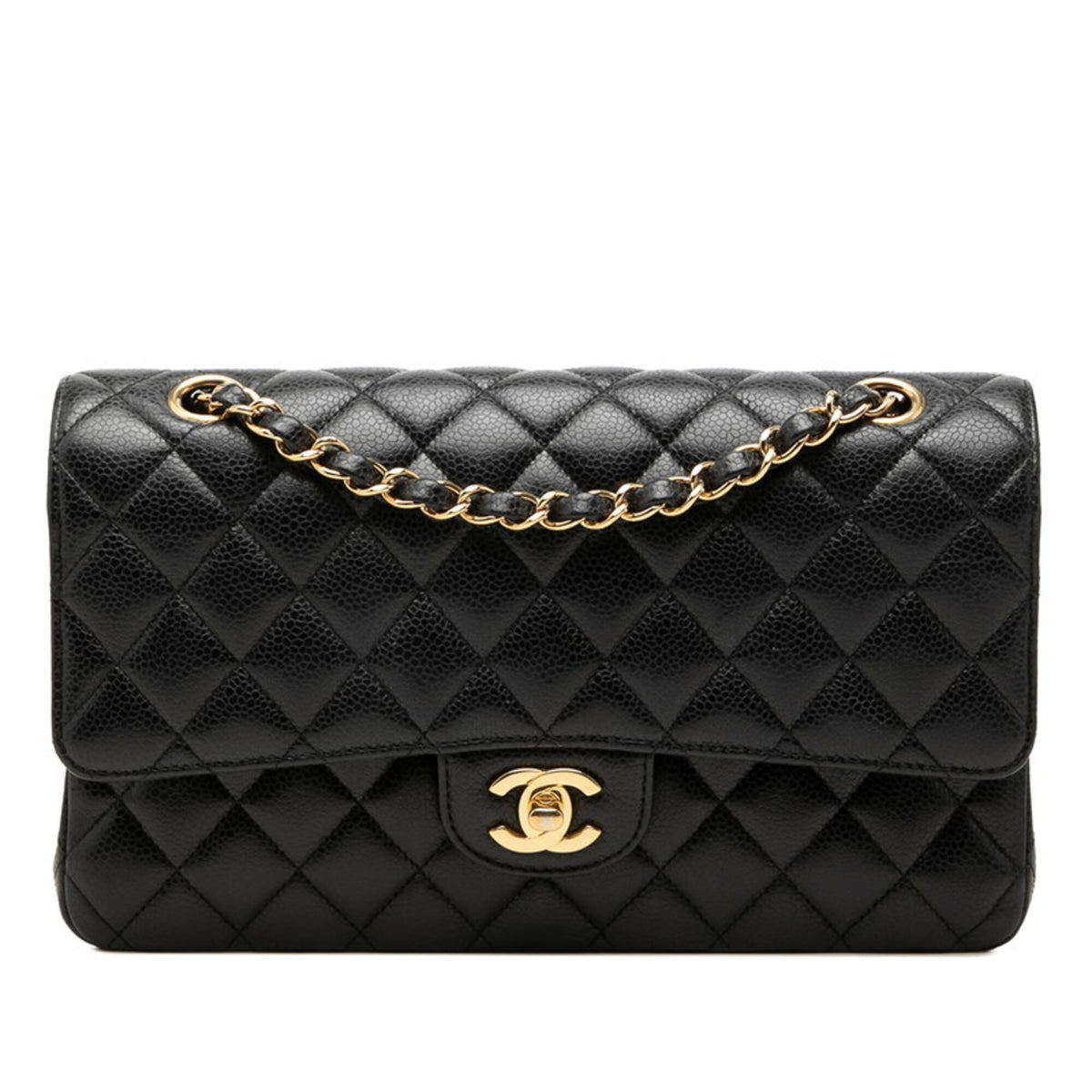 Chanel Matelasse Black Grained Calfskin Shoulder Bag (Pre-Owned)