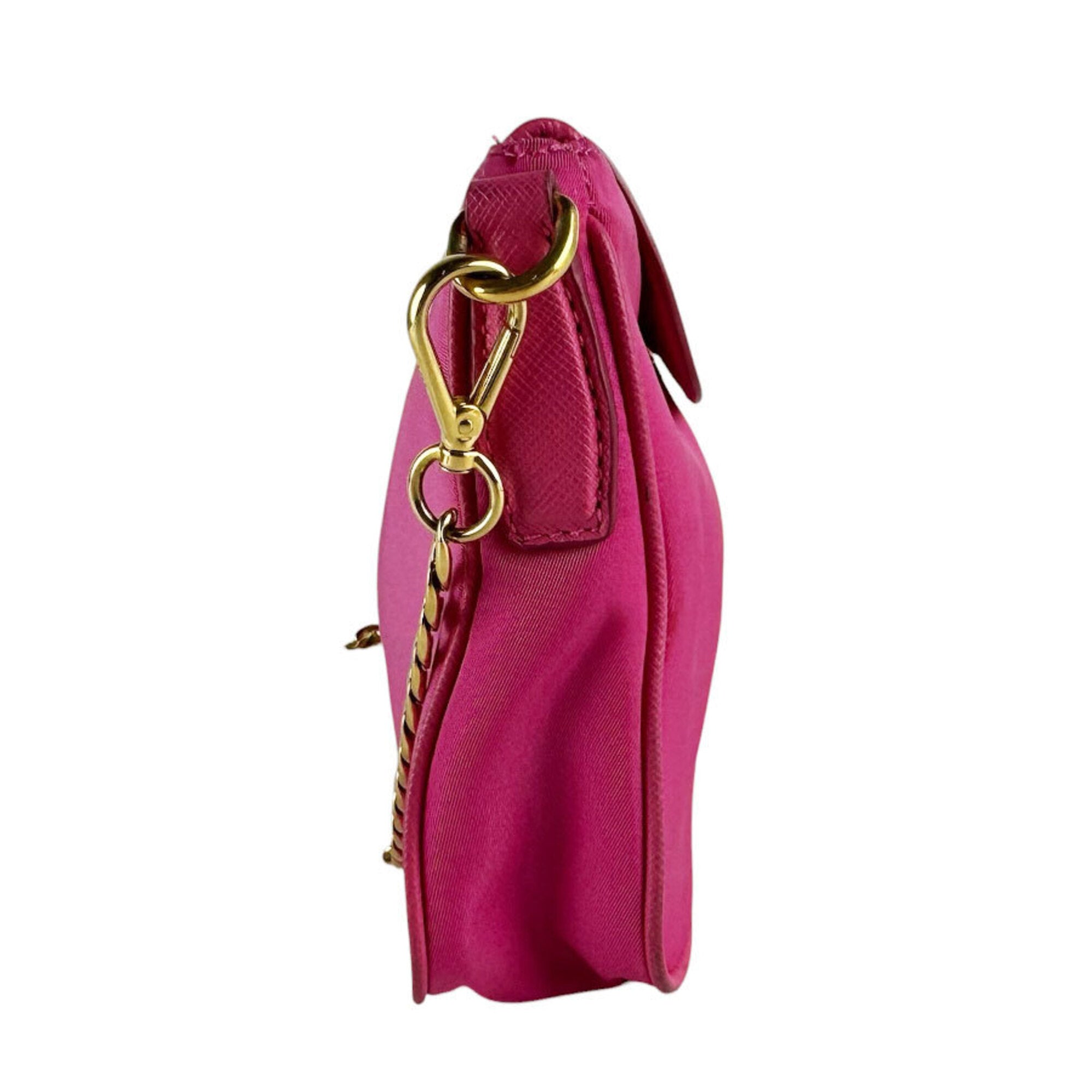 Prada Pink Nylon Leather Shoulder Bag (Pre-Owned)