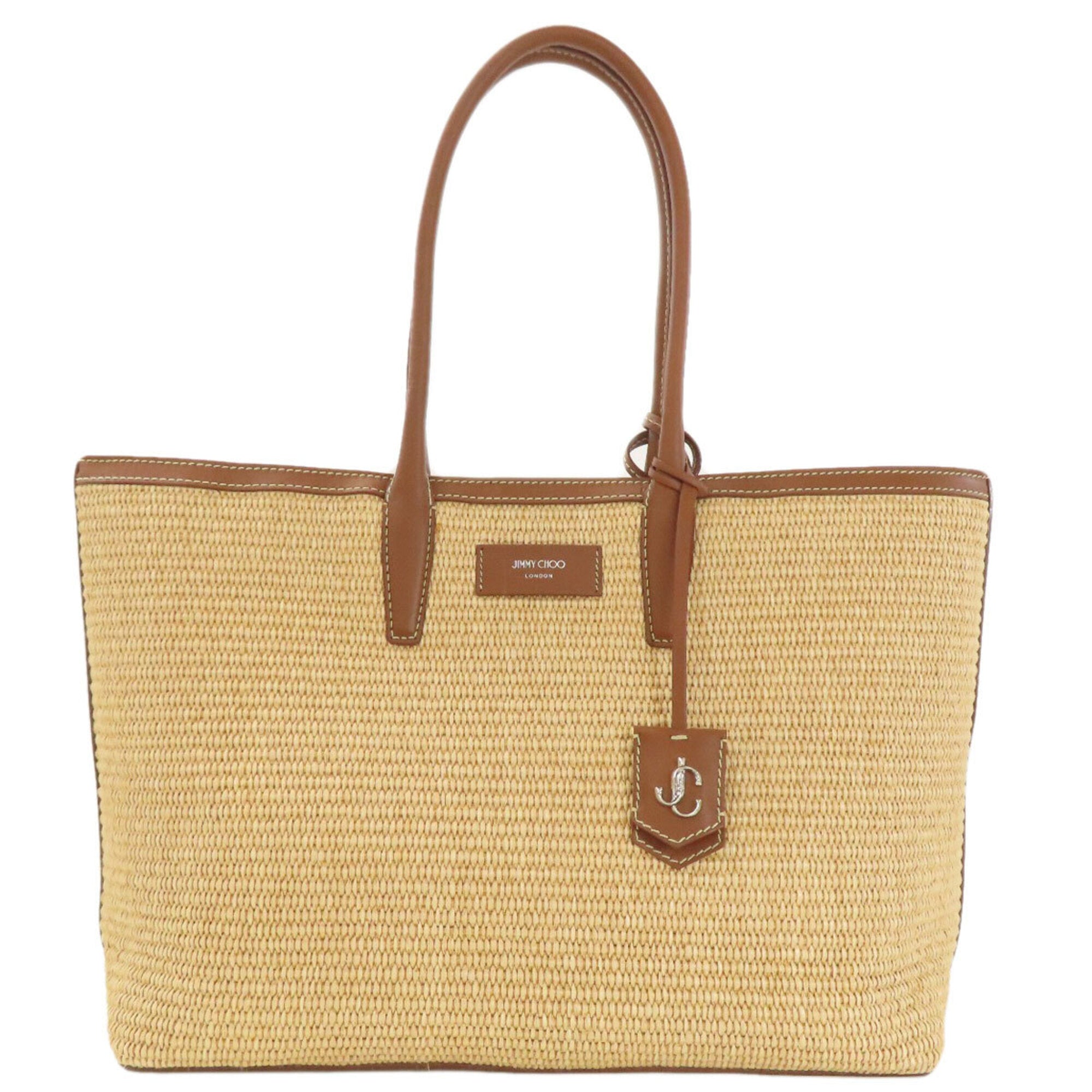 Jimmy Choo Brown Raffia Leather Tote Bag (Pre-Owned)