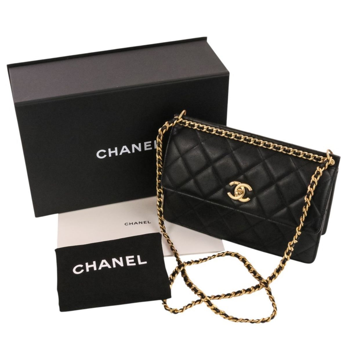 Chanel Black Grained Calfskin Shoulder Bag (Pre-Owned)