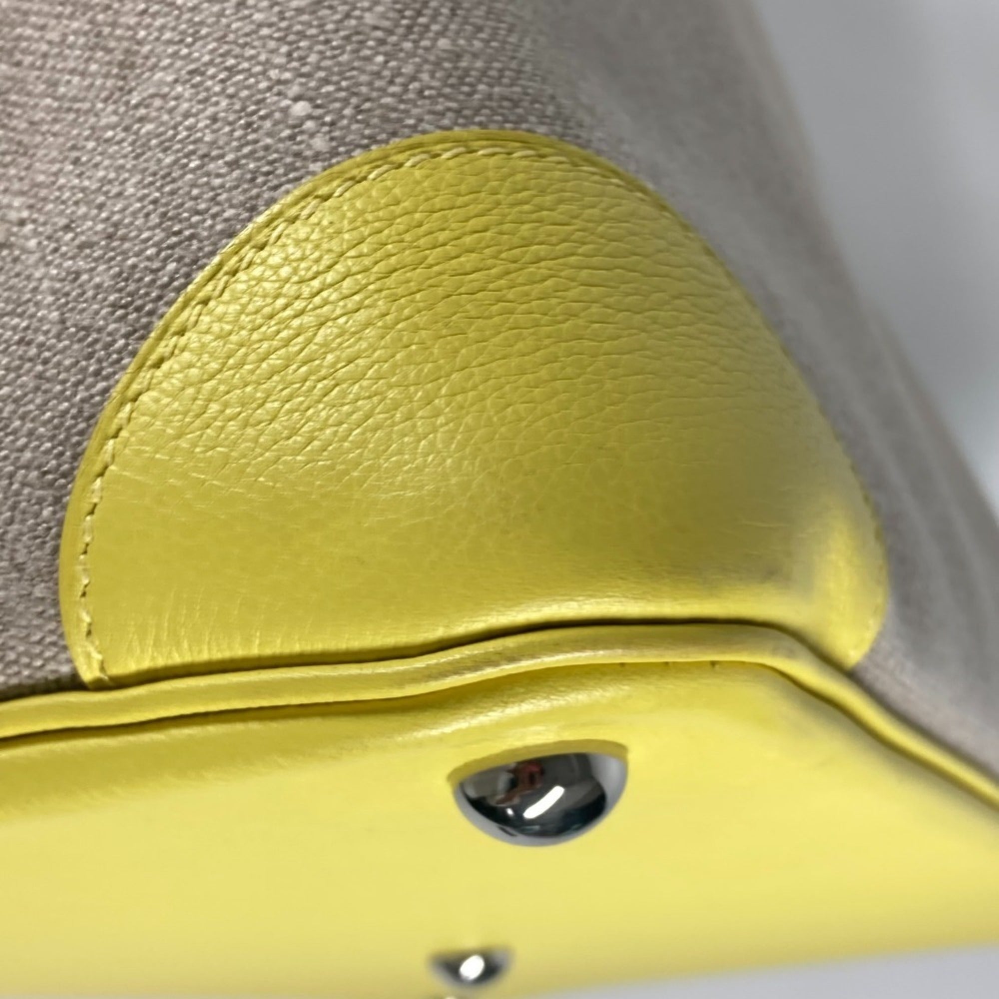 Hermes Beige Yellow Swift Leather Toile H Boston Bag Shoulder Bag Tote Bag (Pre-Owned)