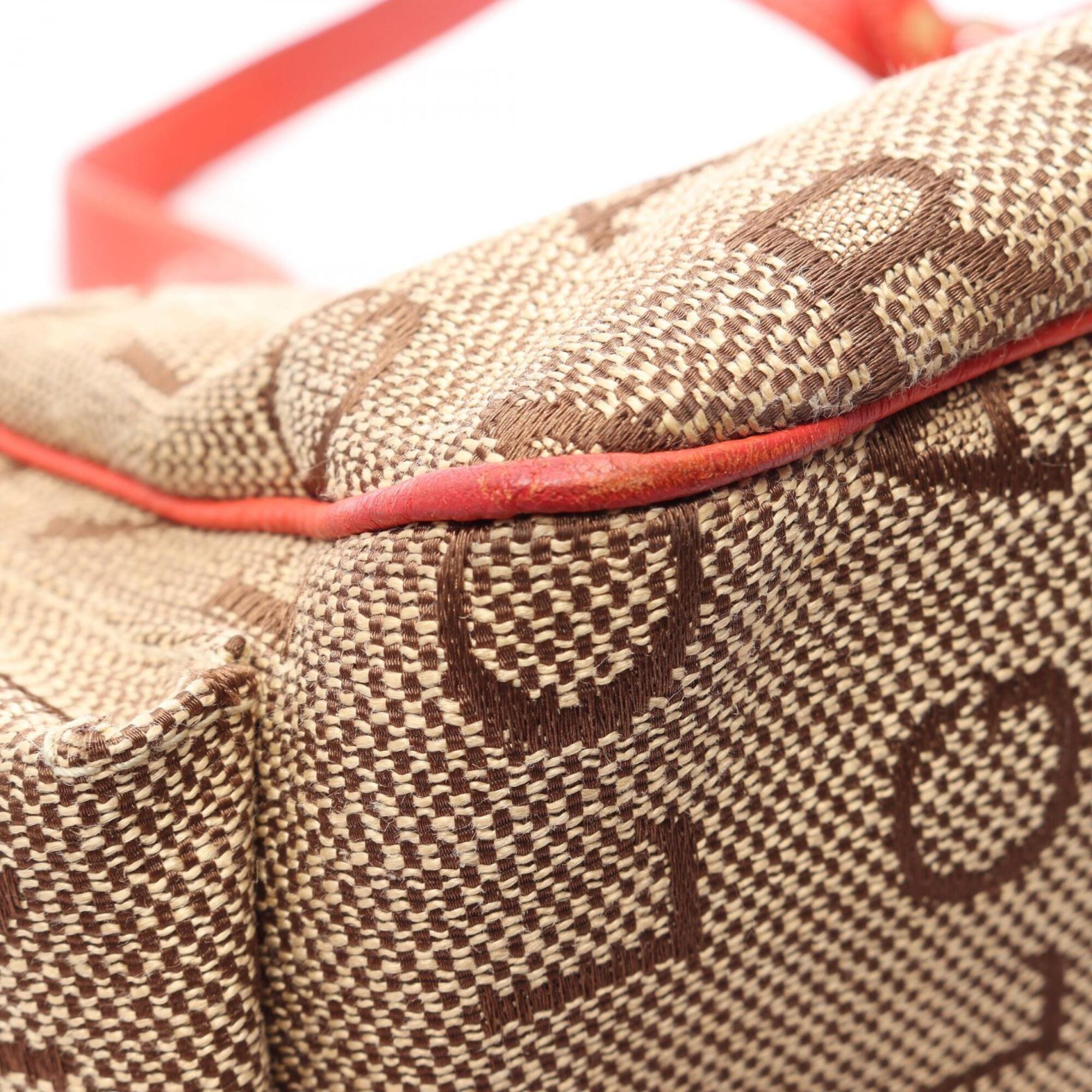Bvlgari Beige Pink Canvas Leather Handbag (Pre-Owned)
