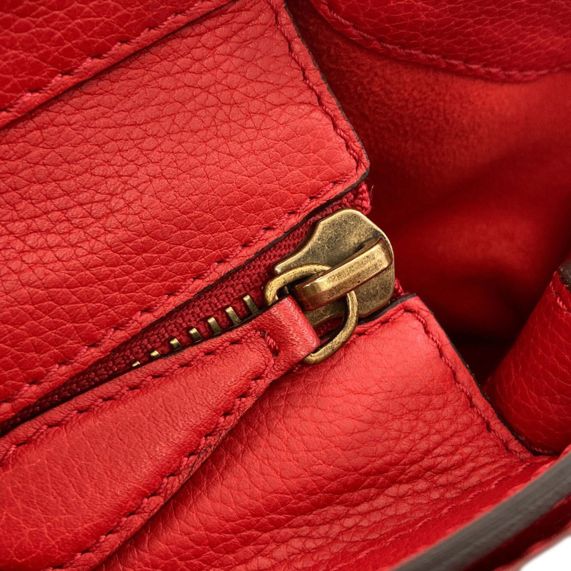 Celine Luggage Red Color Leather Handbag (Pre-Owned)