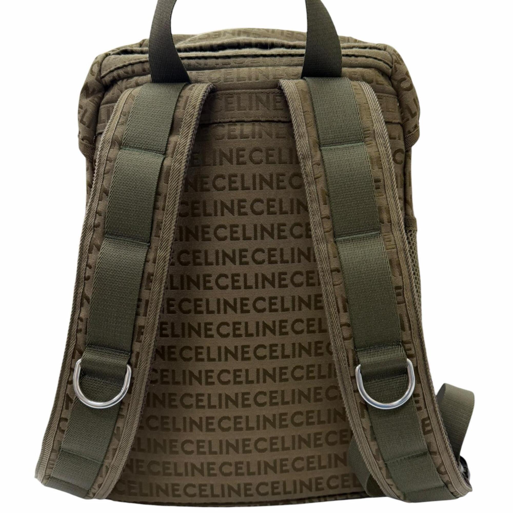 Celine Khaki Canvas Leather Backpack (Pre-Owned)