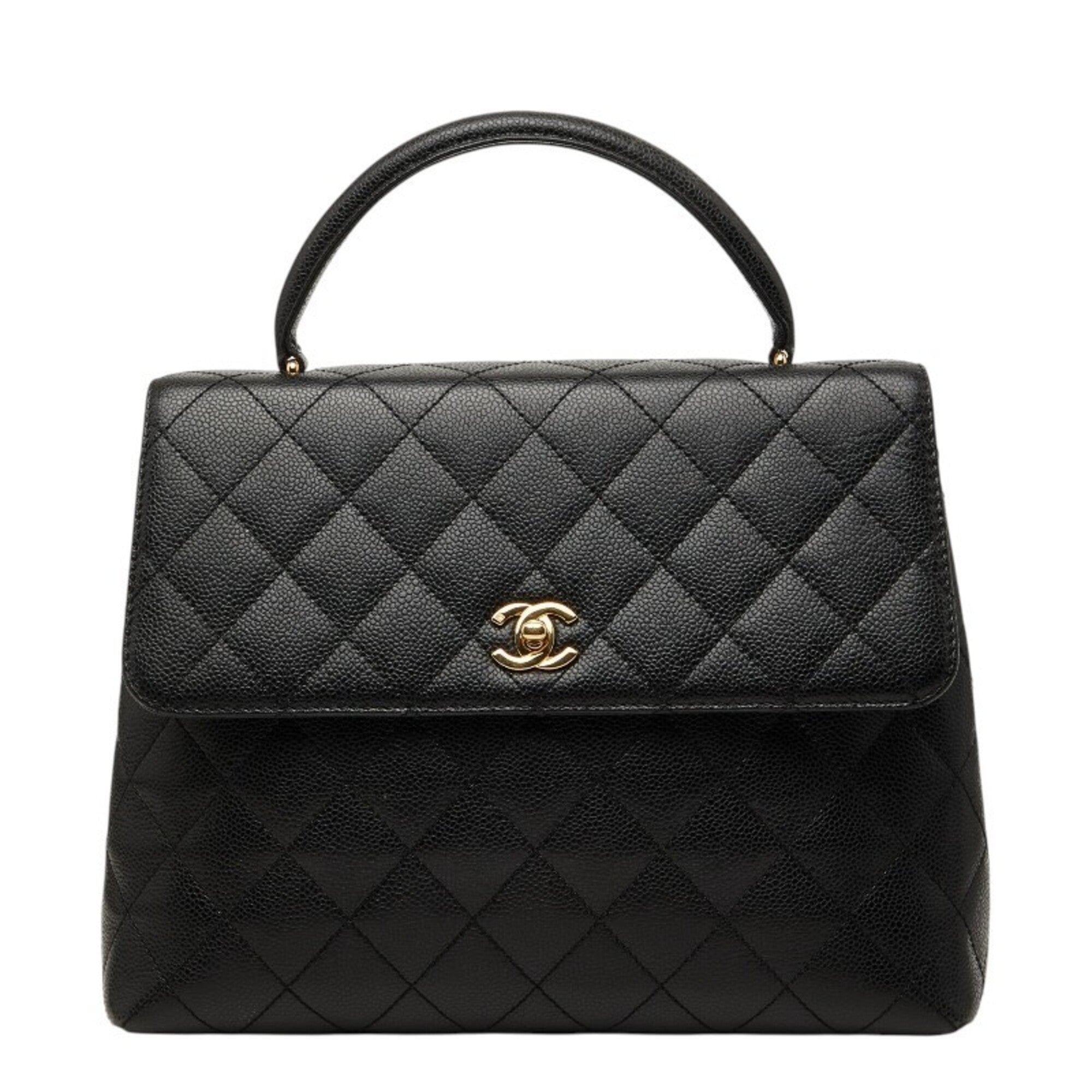 Chanel Black Grained Calfskin Handbag (Pre-Owned)