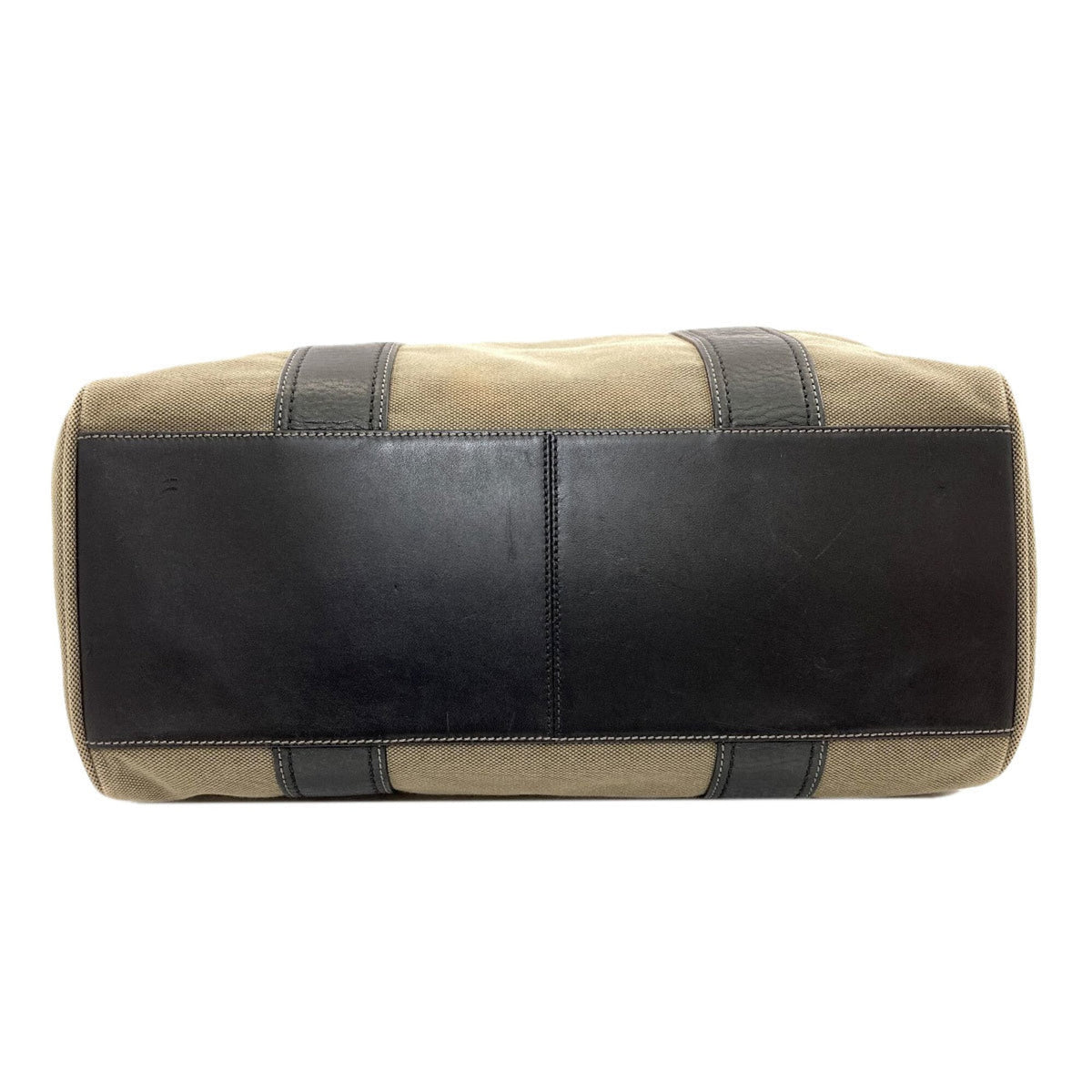 Coach Black Khaki Canvas Leather Handbag (Pre-Owned)