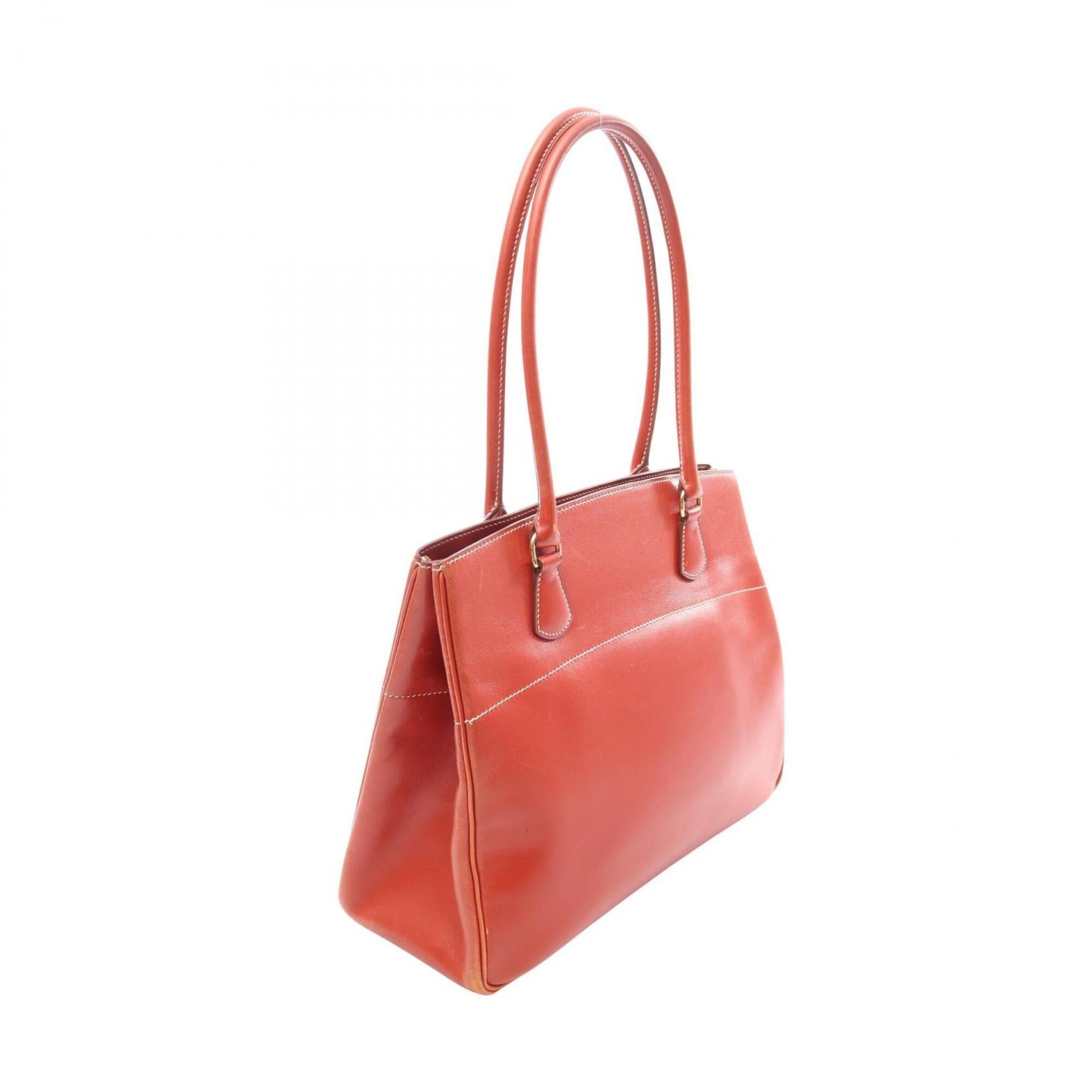 Hermes Brown Box Calf Leather Handbag Tote Bag (Pre-Owned)