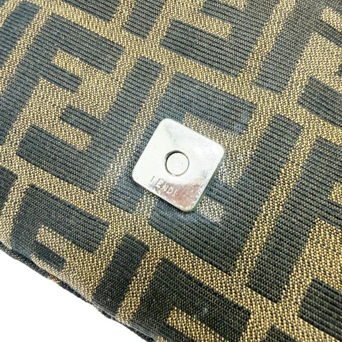 Fendi Brown Canvas Leather Handbag Pouch (Pre-Owned)