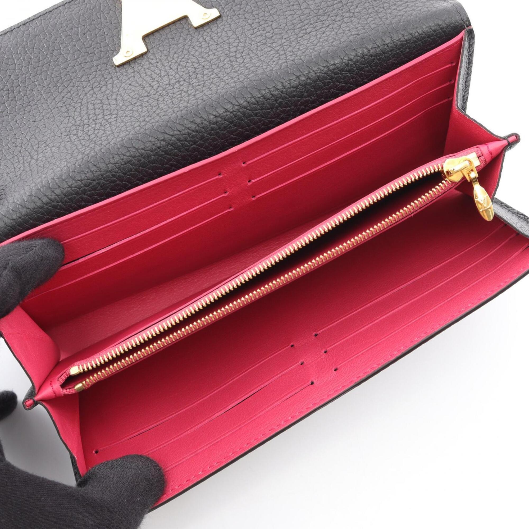 Louis Vuitton Taurillon Black Leather Long Wallet (Bi-Fold) (Pre-Owned)