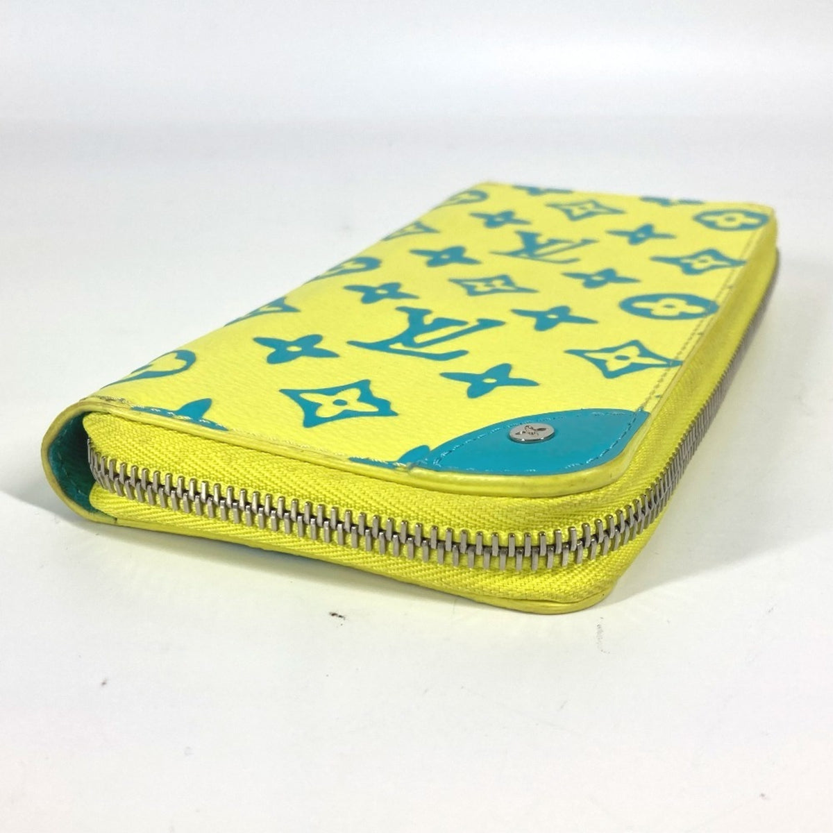 Louis Vuitton Monogram Blue Yellow Monogram Leather Long Wallet (Bi-Fold) (Pre-Owned)