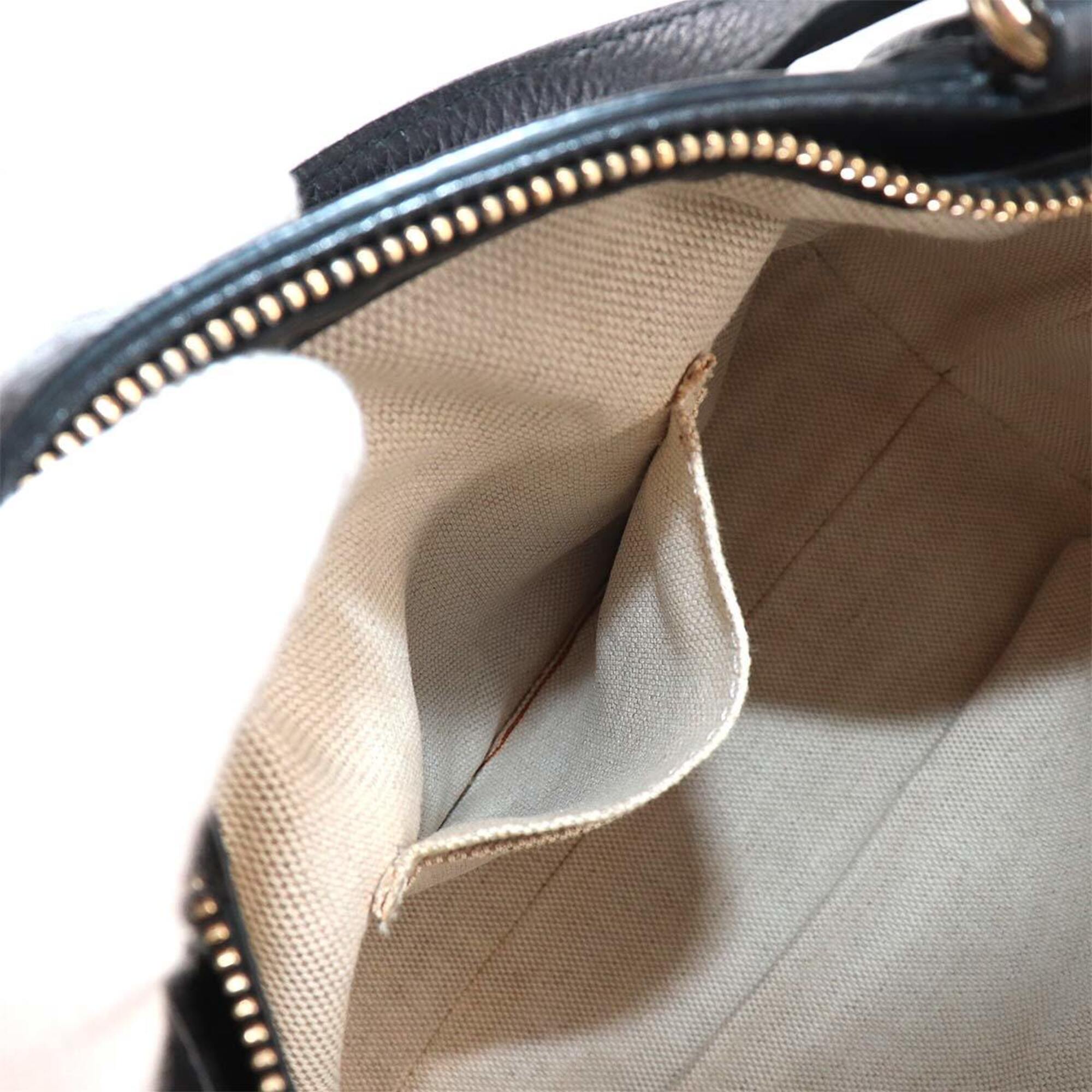 Gucci Soho Black Leather Handbag Shoulder Bag Tote Bag (Pre-Owned)
