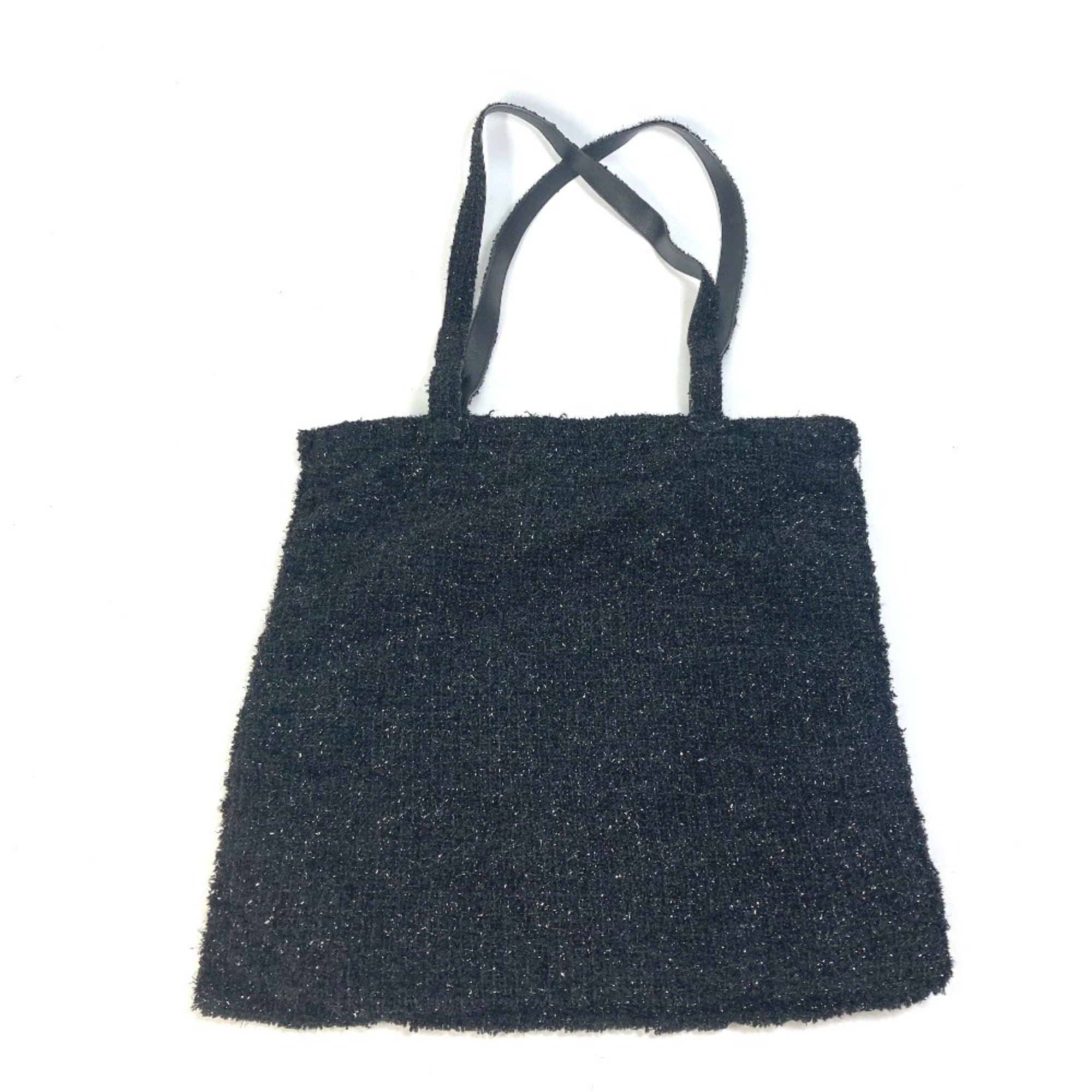 Chanel Black Tweed Shopping Bag Tote Bag (Pre-Owned)