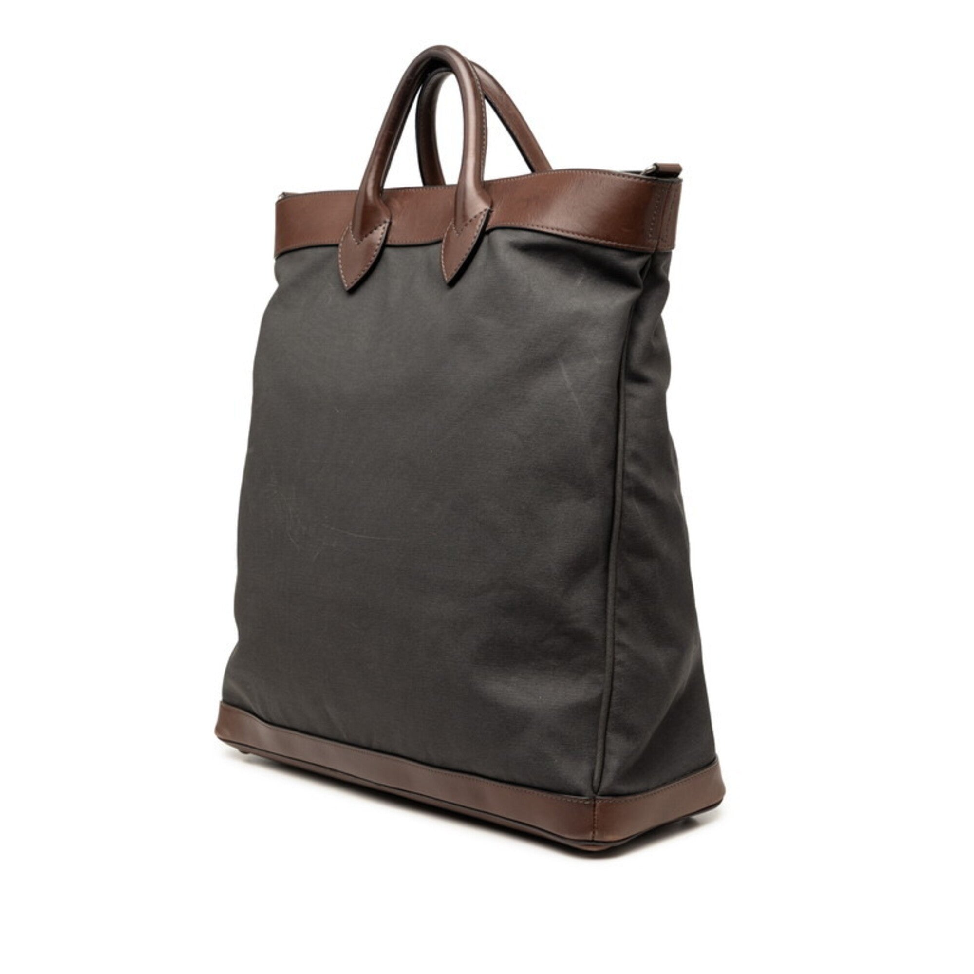 Louis Vuitton Gray Brown Canvas Leather Shoulder Bag Tote Bag (Pre-Owned)