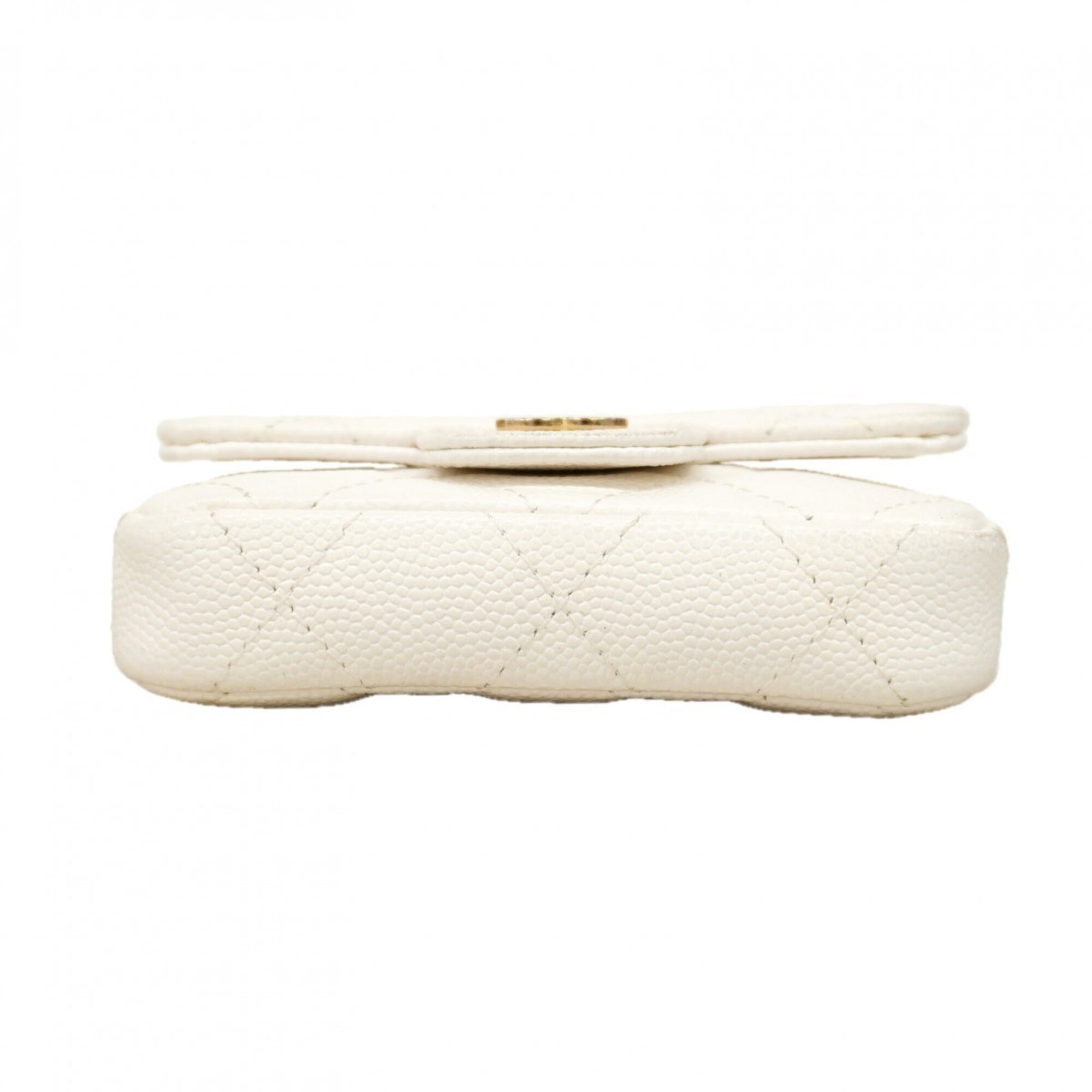 Chanel White Grained Calfskin Pochette (Pre-Owned)