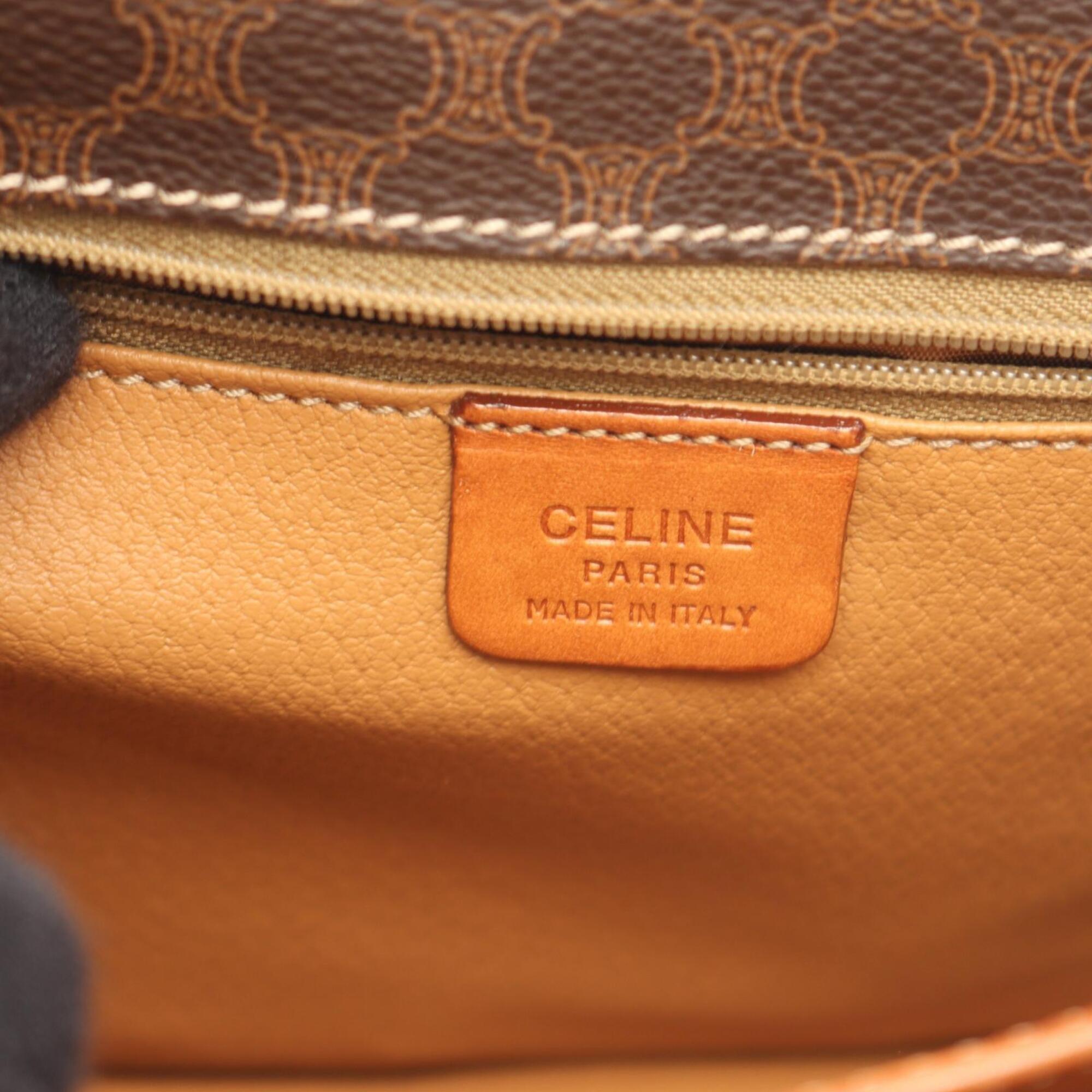 Celine Brown Coated Canvas Leather Shoulder Bag (Pre-Owned)