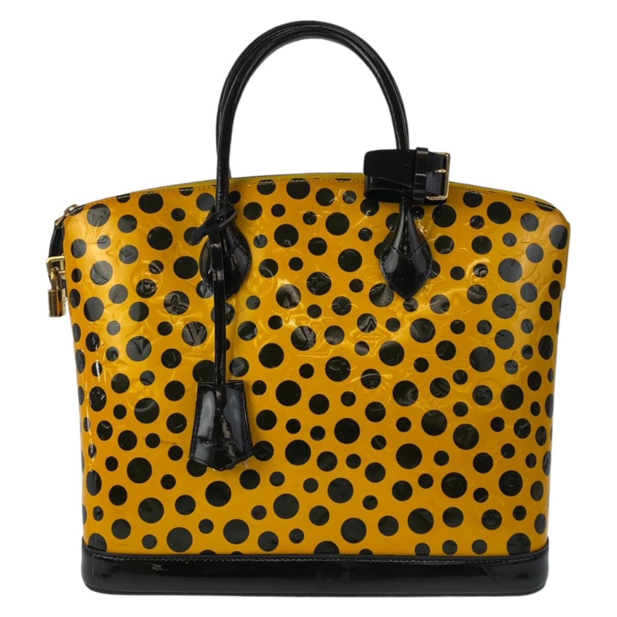 Louis Vuitton Black Yellow Patent Leather Handbag Tote Bag (Pre-Owned)