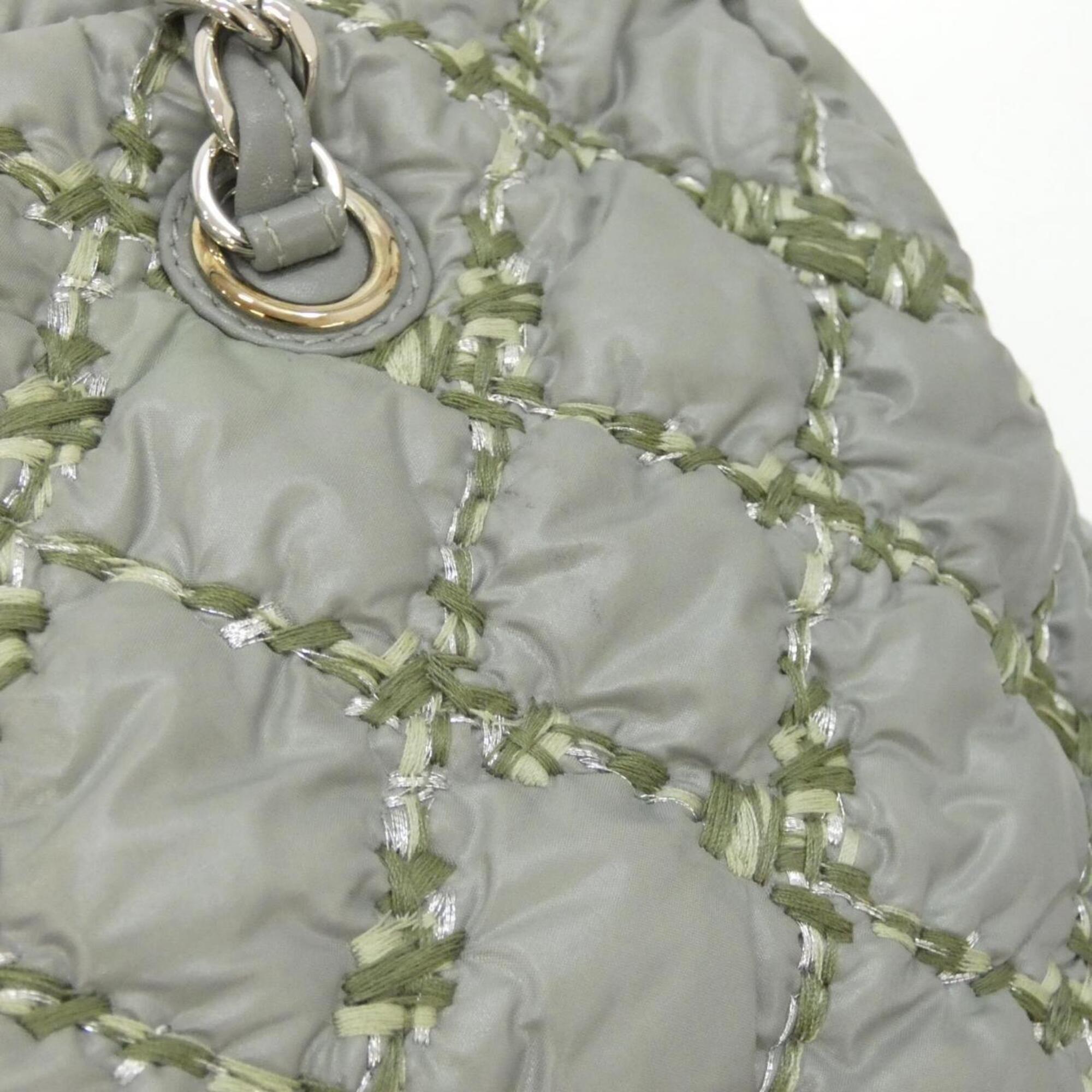 Chanel Gray Nylon Shoulder Bag (Pre-Owned)